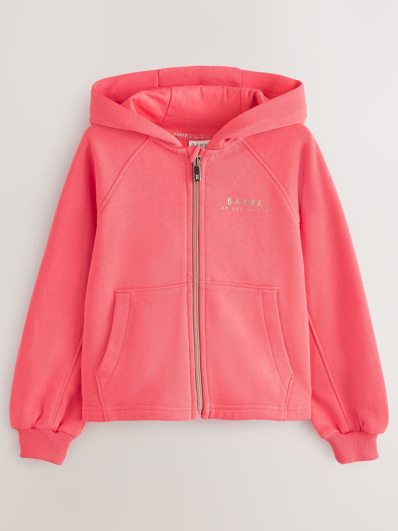 Ted Baker Older Girls Zip Logo Hoodie - Coral Pink