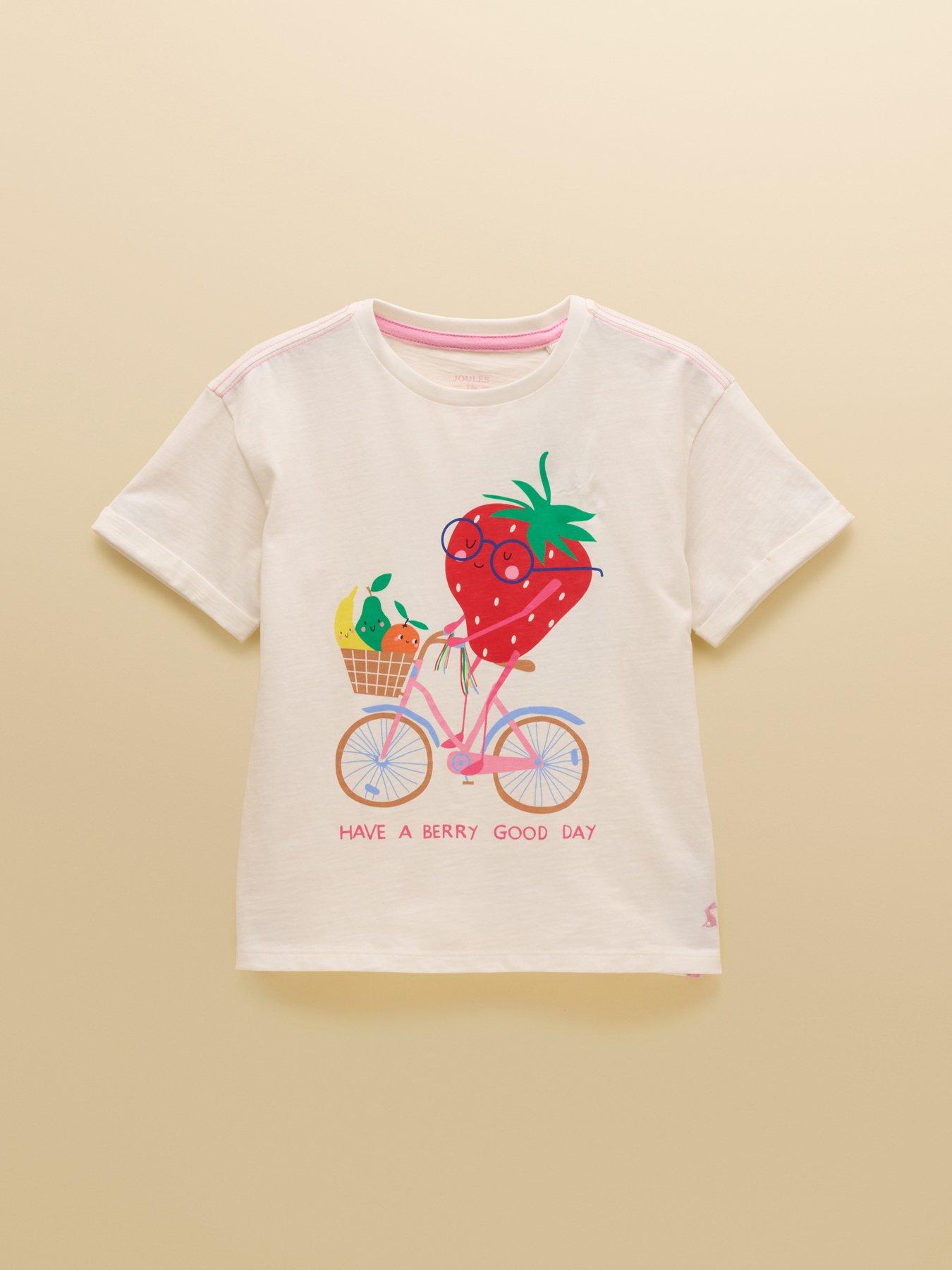 Image 1 of 5 of Joules Girls Fundays Strawberry Short Sleeve Tshirt - Cream