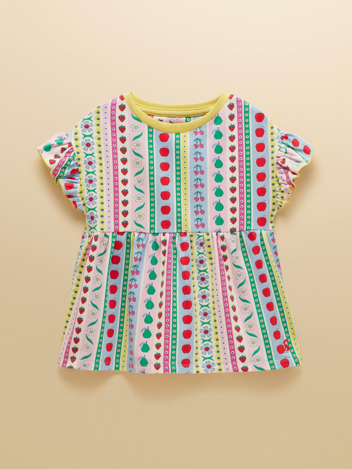 Joules Girls Harper Fruit Stripe Jersey Dress - Multi