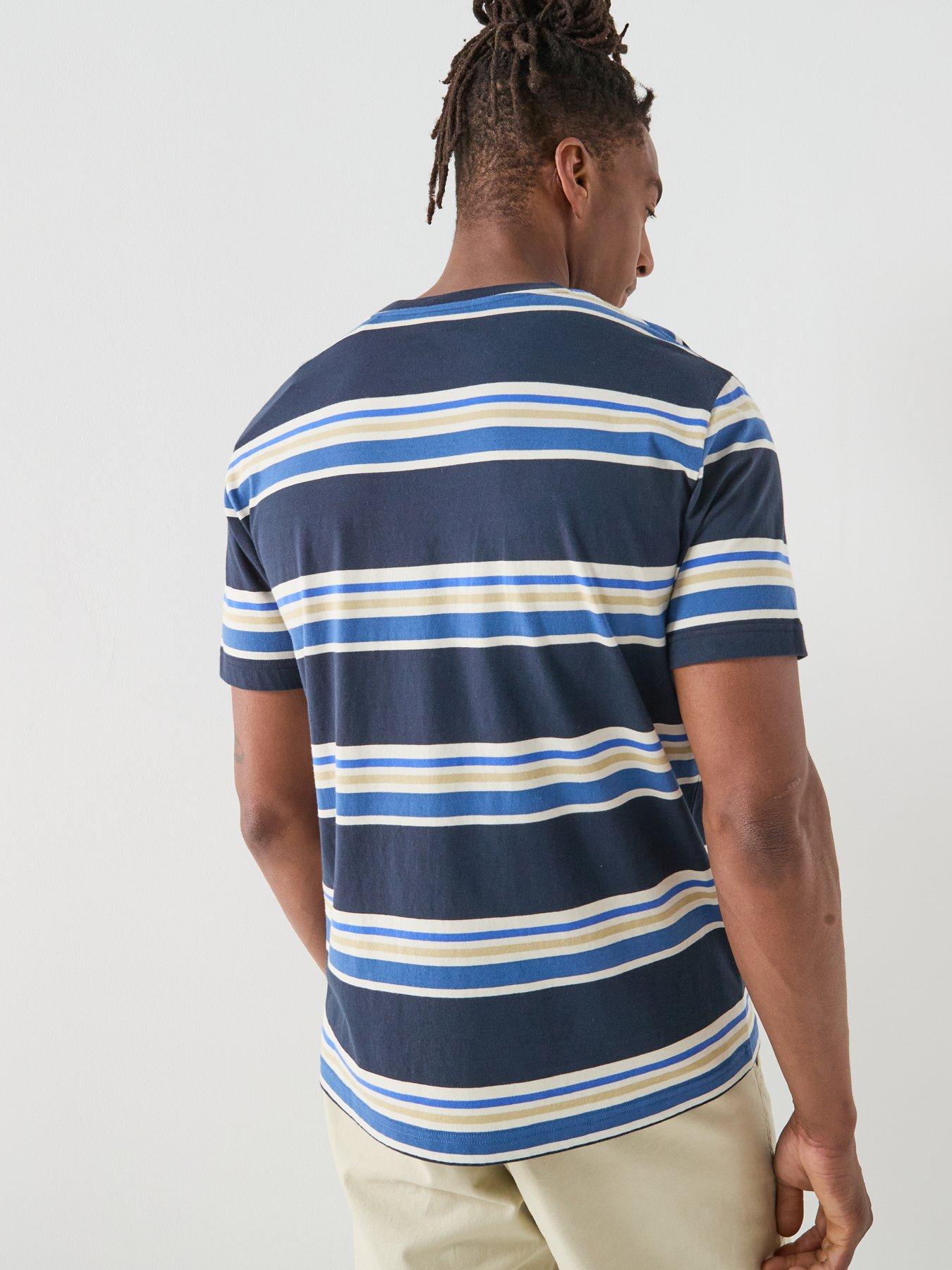  image of gant-regular-fit-shield-multi-stripe-t-shirt-navy