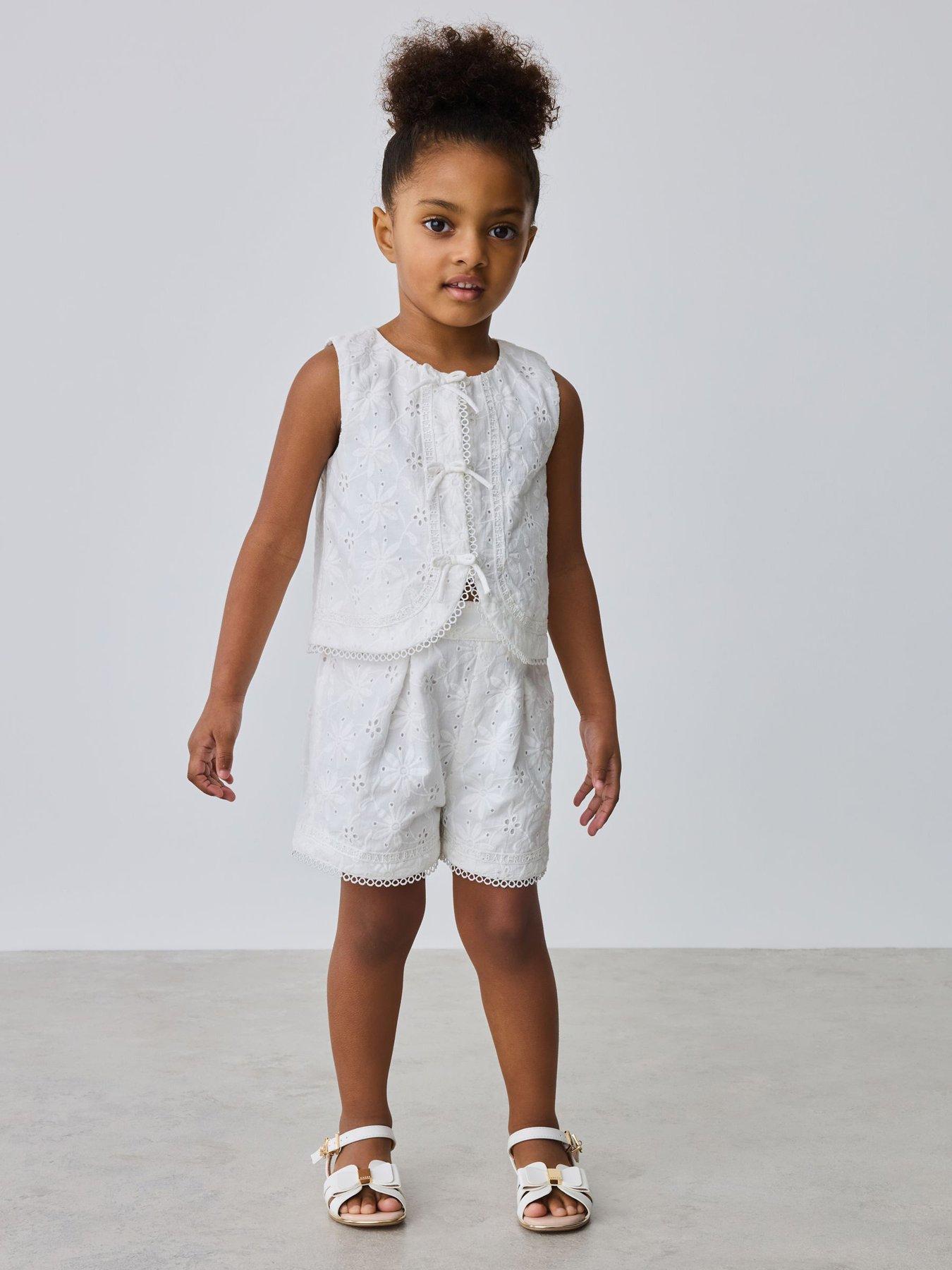 Ted Baker Girls Lace Broderie Short Set - White