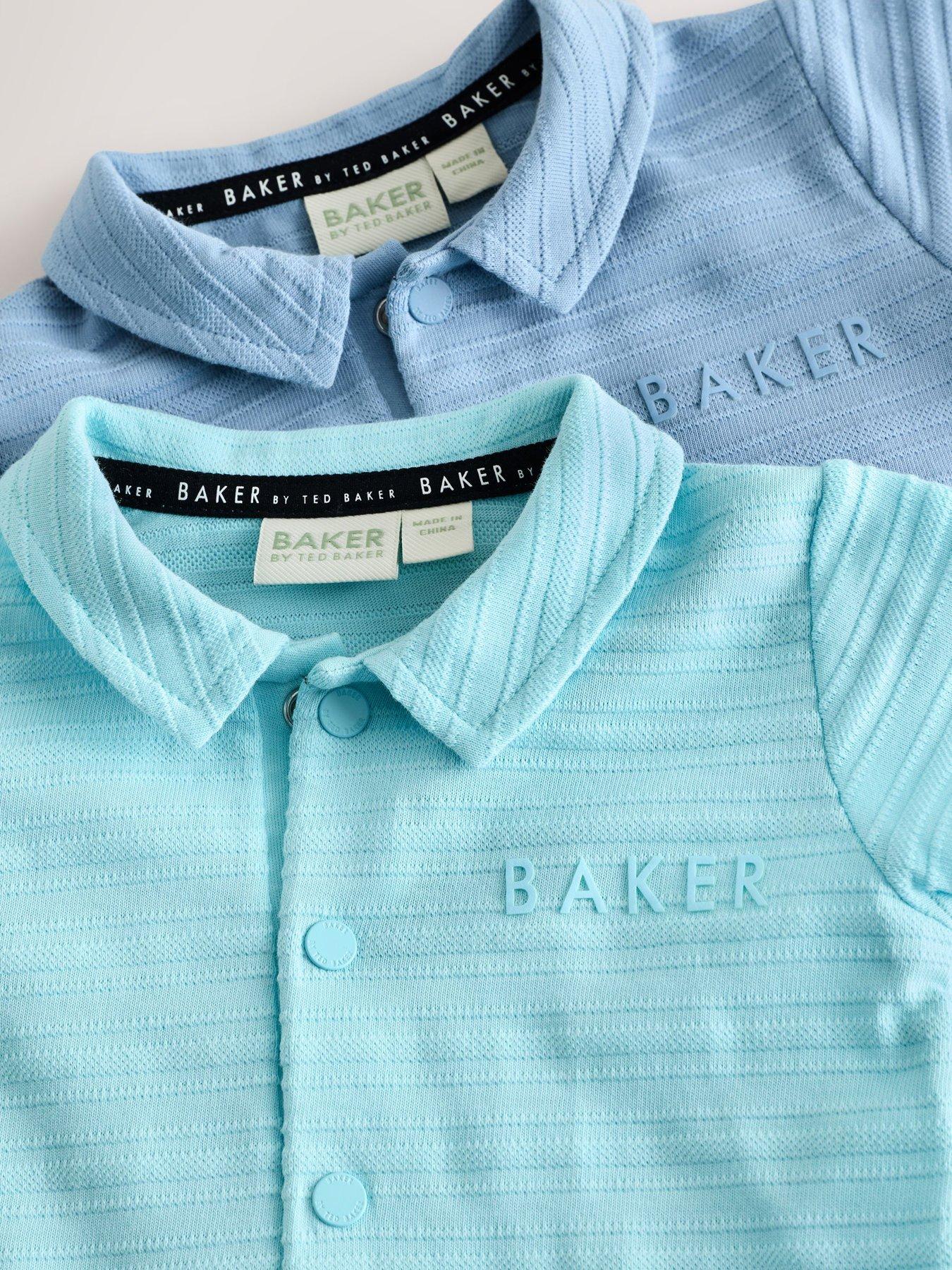 Image 3 of 6 of Ted Baker Baby Boys 2 Pack Collared All-In-One Rompers &nbsp;- Blue