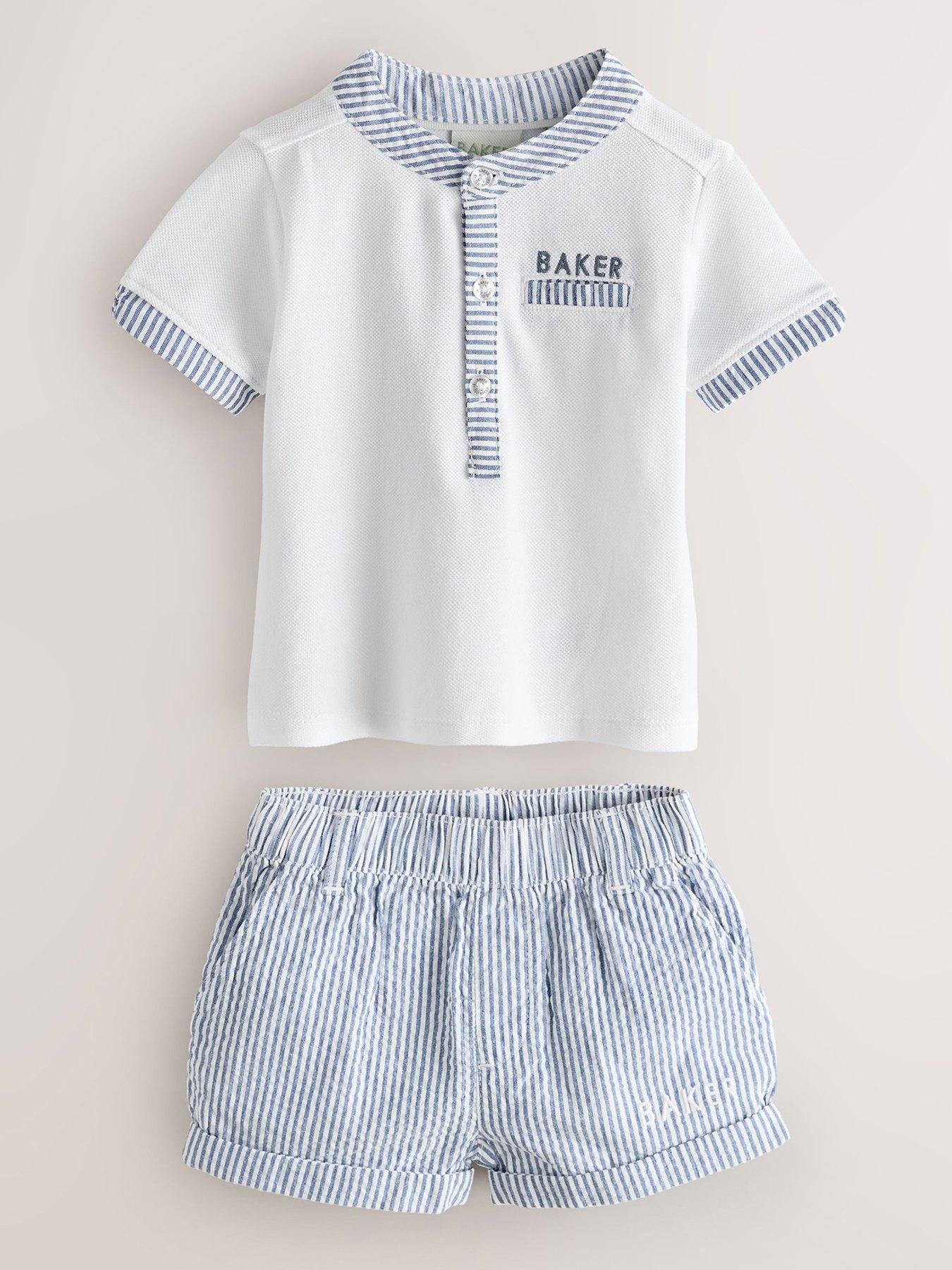 Ted Baker Baby Boys Grandad Collar Shirt  &  Shorts Set - Multi