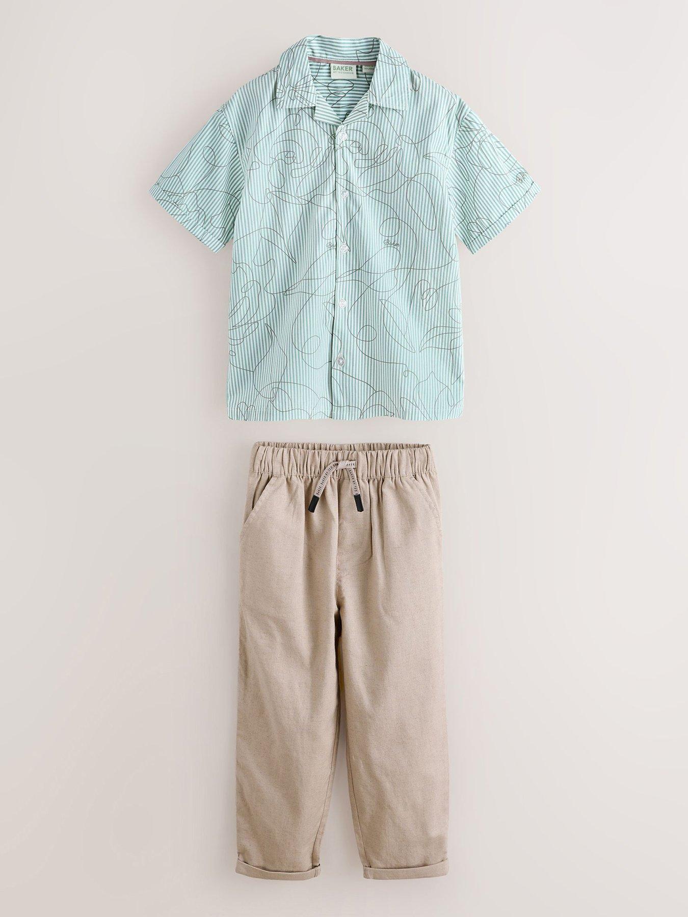 Ted Baker Boys Scribble Shirt And Trouser Set - Neutral