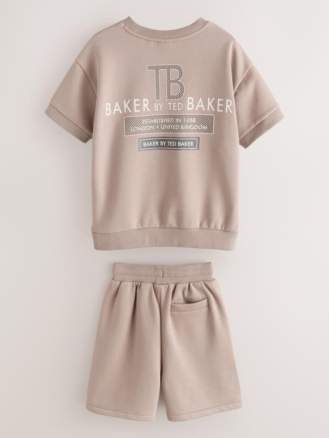 Image 2 of 6 of Ted Baker Boys Logo Sweat Short Set - Beige