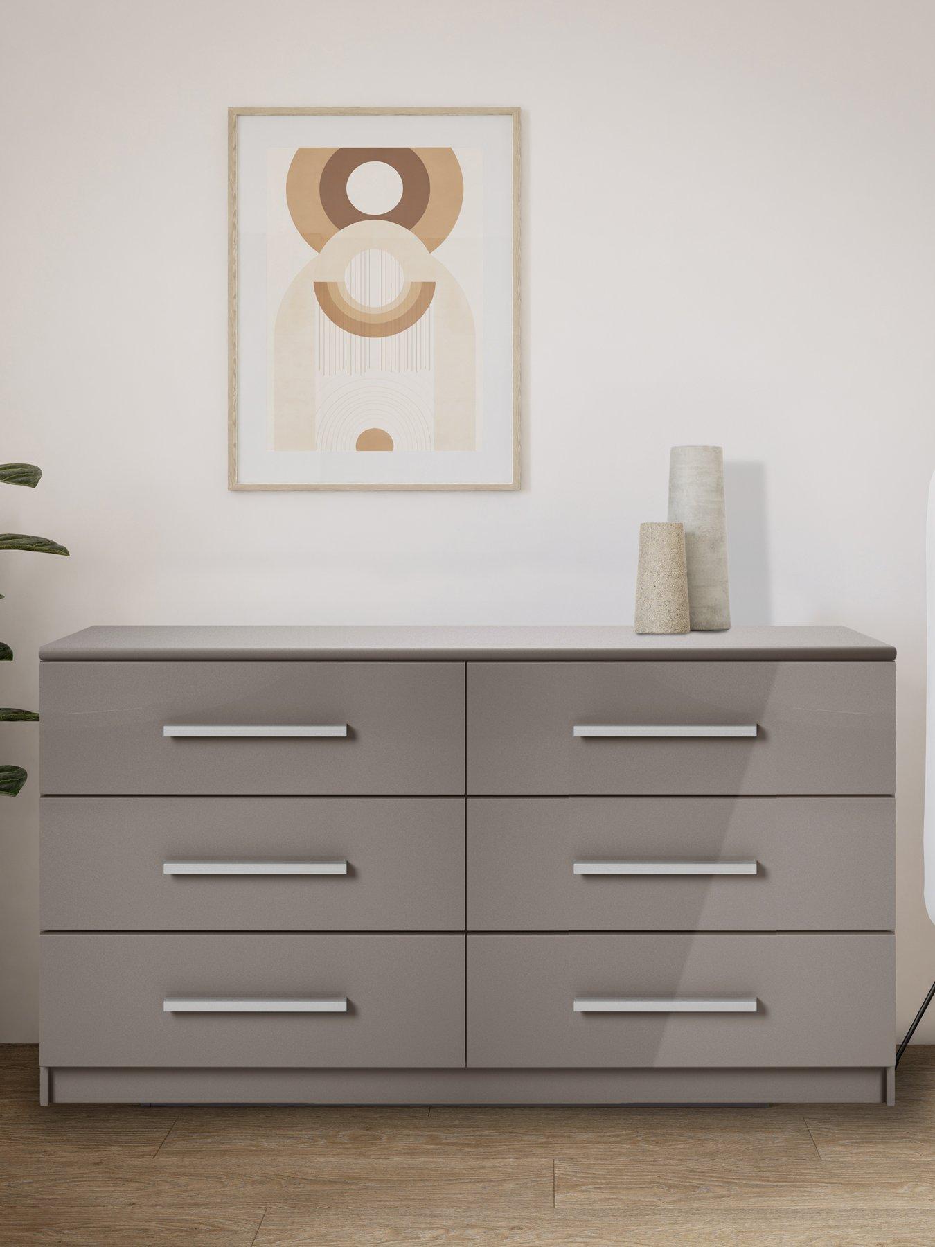 Image 1 of 5 of Very Home Prague Gloss 6 Drawer Chest - Grey