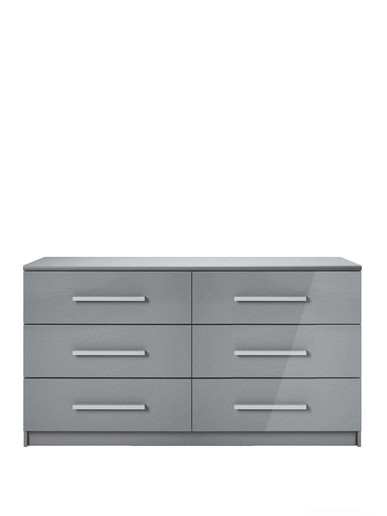 Image 2 of 5 of Very Home Prague Gloss 6 Drawer Chest - Grey