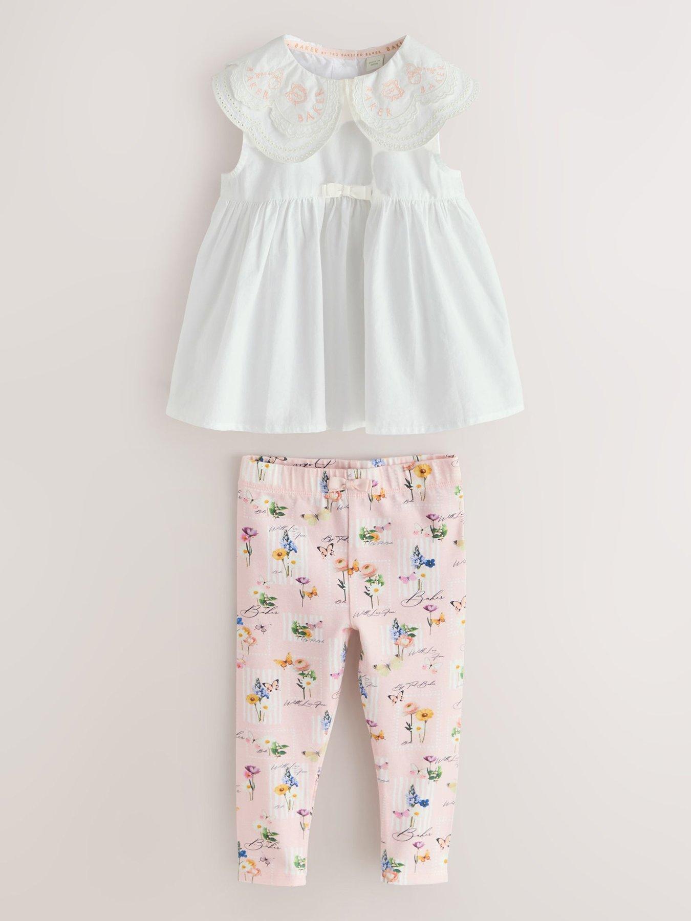 Image 1 of 6 of Ted Baker Baby Girls Floral Woven Collar Set - Multi