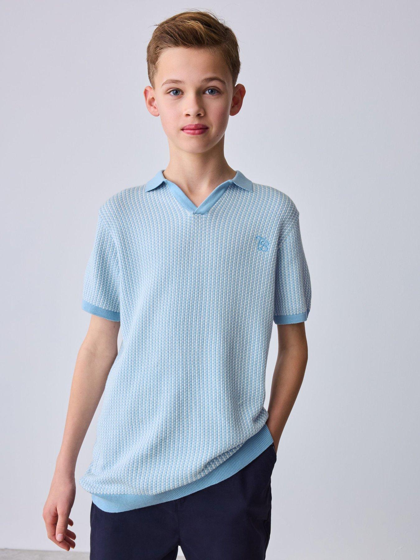 Ted Baker Older Boys Knitted Polo Shirt - Blue