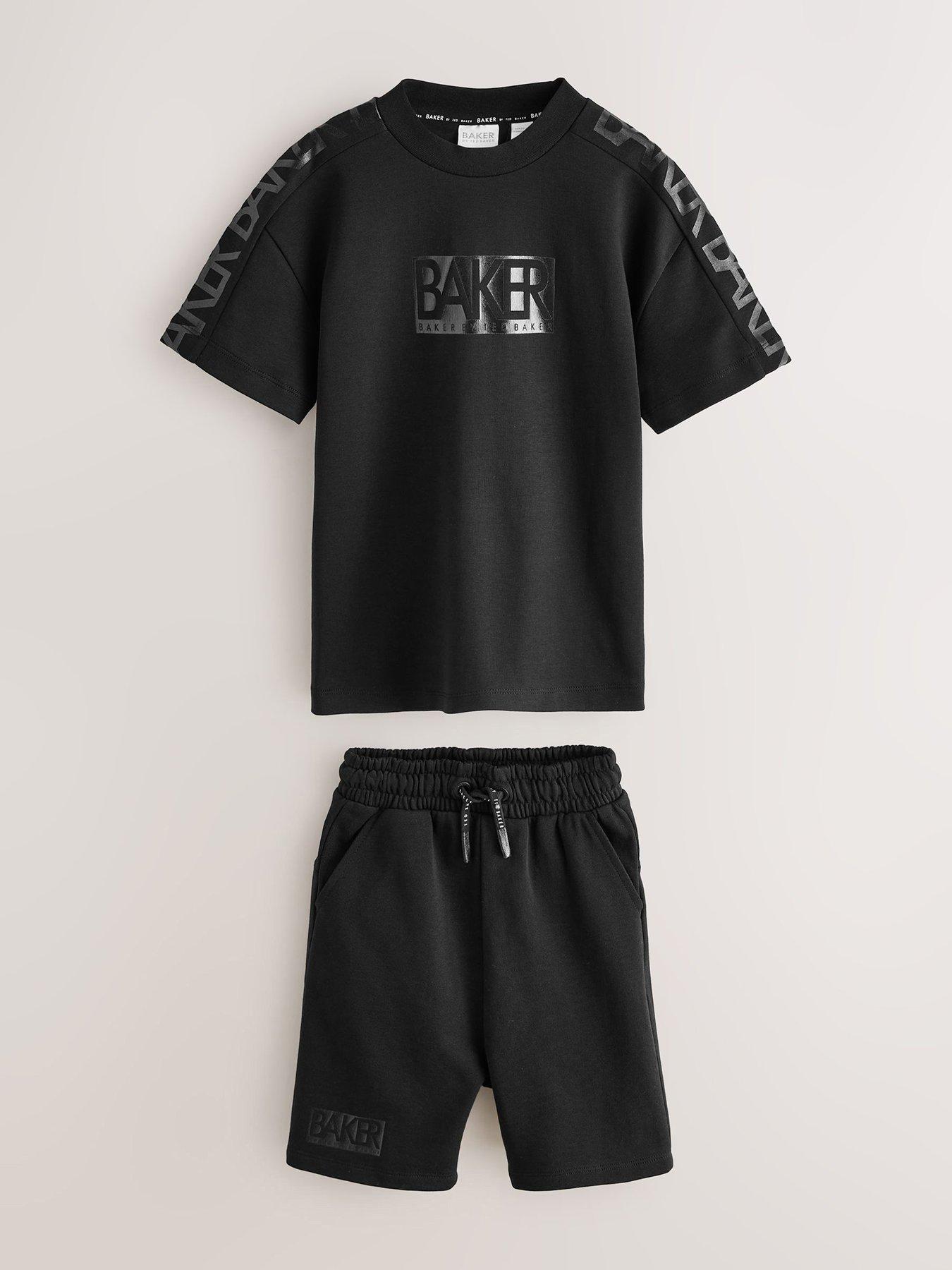 Image 2 of 7 of Ted Baker Older Boys Oversized Logo Sweat Set - Black