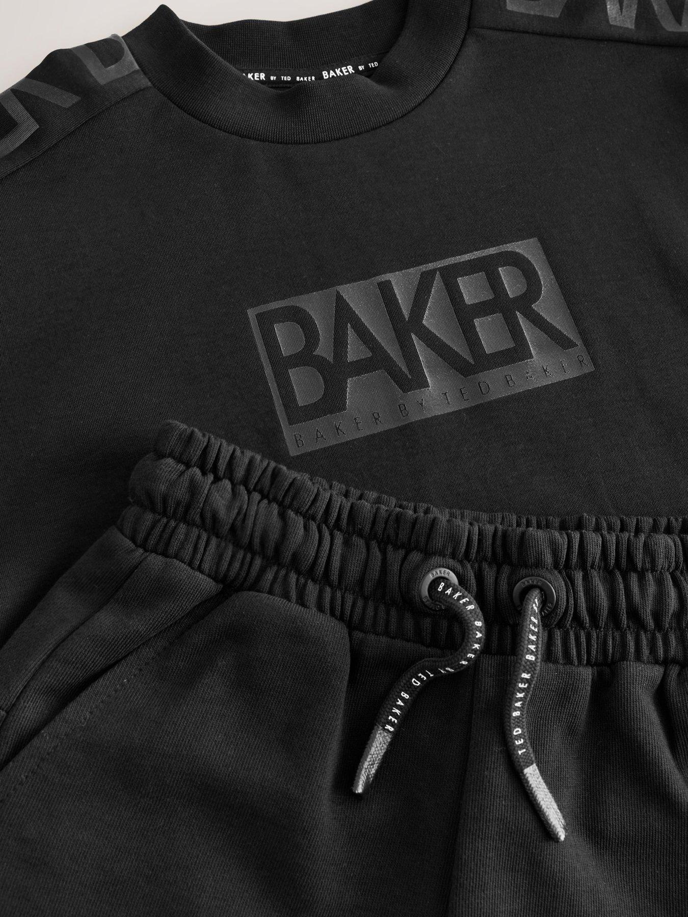 Image 4 of 7 of Ted Baker Older Boys Oversized Logo Sweat Set - Black