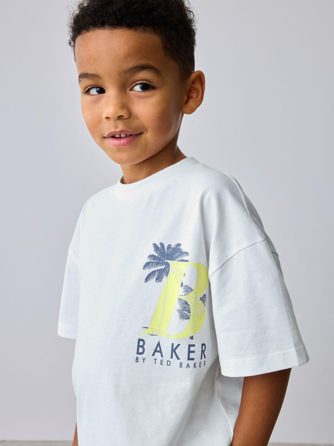 Image 4 of 7 of Ted Baker Boys Short Sleeve T-Shirt &amp; Striped Shorts Set - White