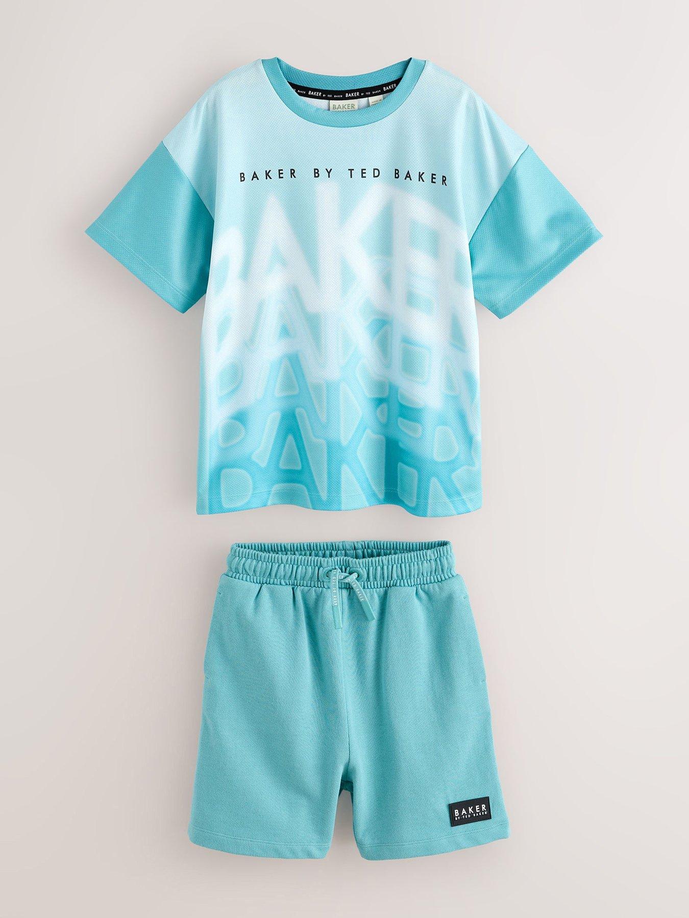 Image 1 of 6 of Ted Baker Boys Ombre Logo Short Set - Blue