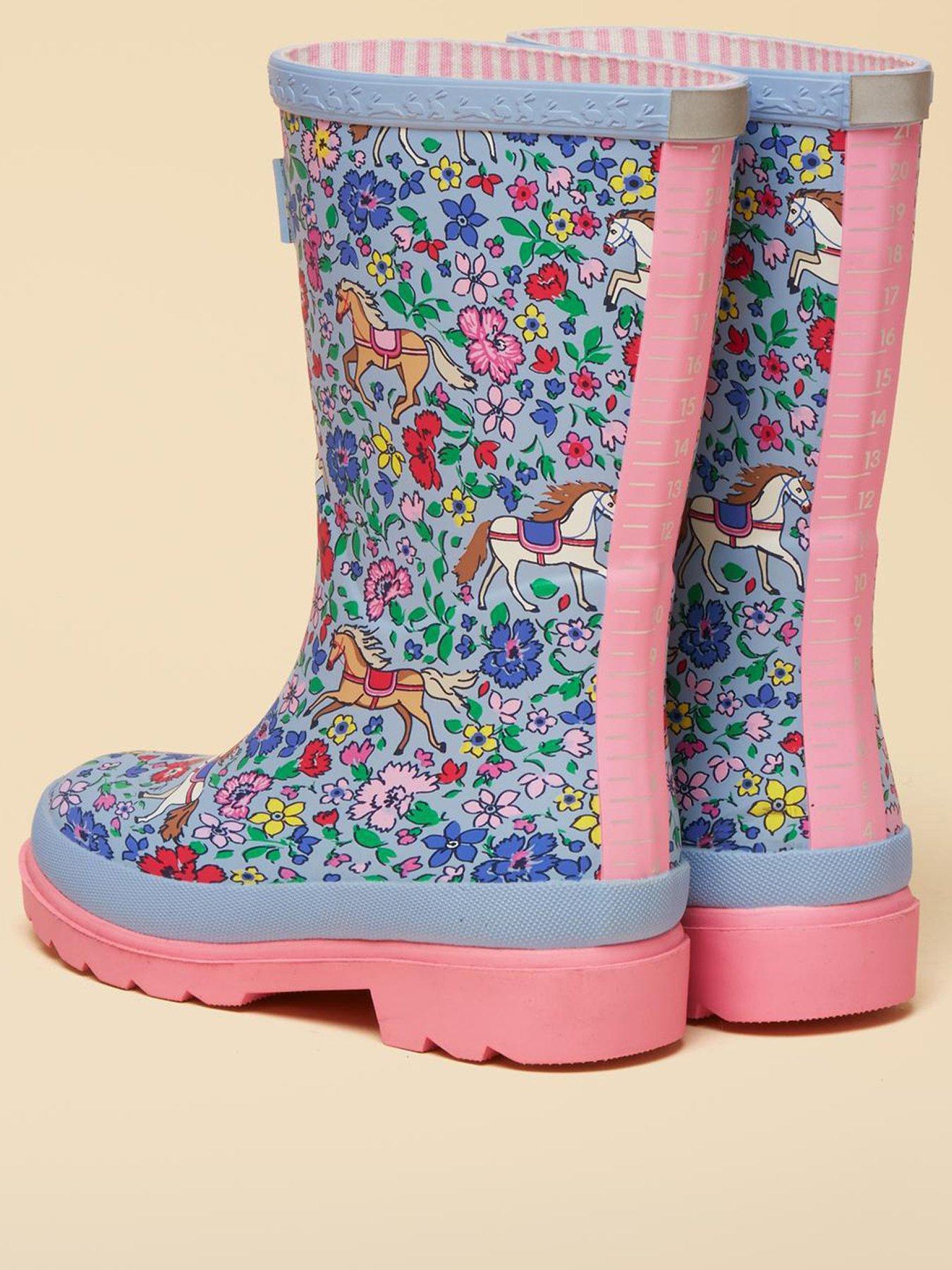 Image 3 of 6 of Joules Girls Horse Print Wellie - Blue