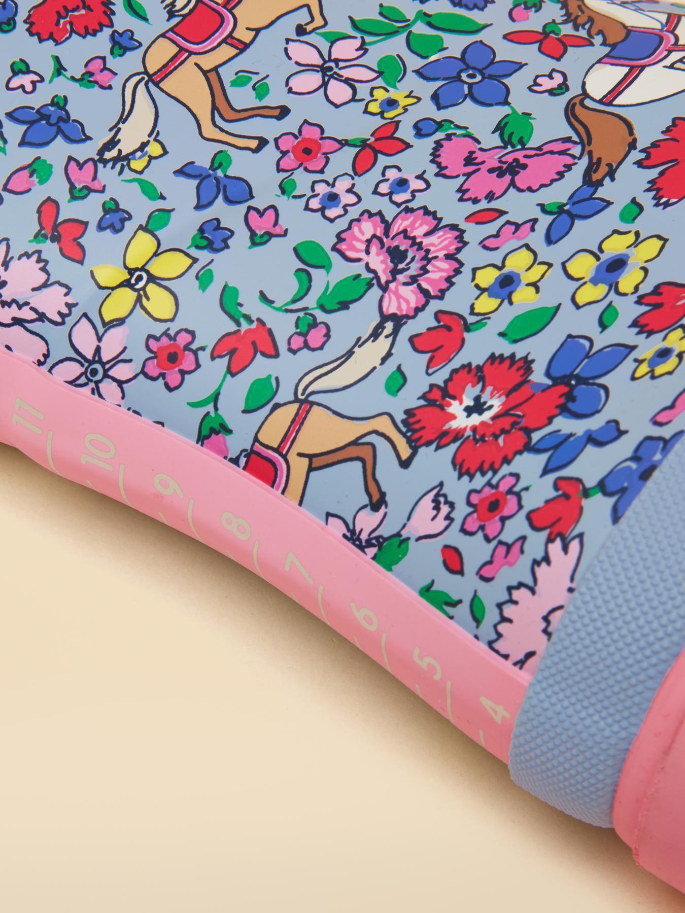 Image 5 of 6 of Joules Girls Horse Print Wellie - Blue