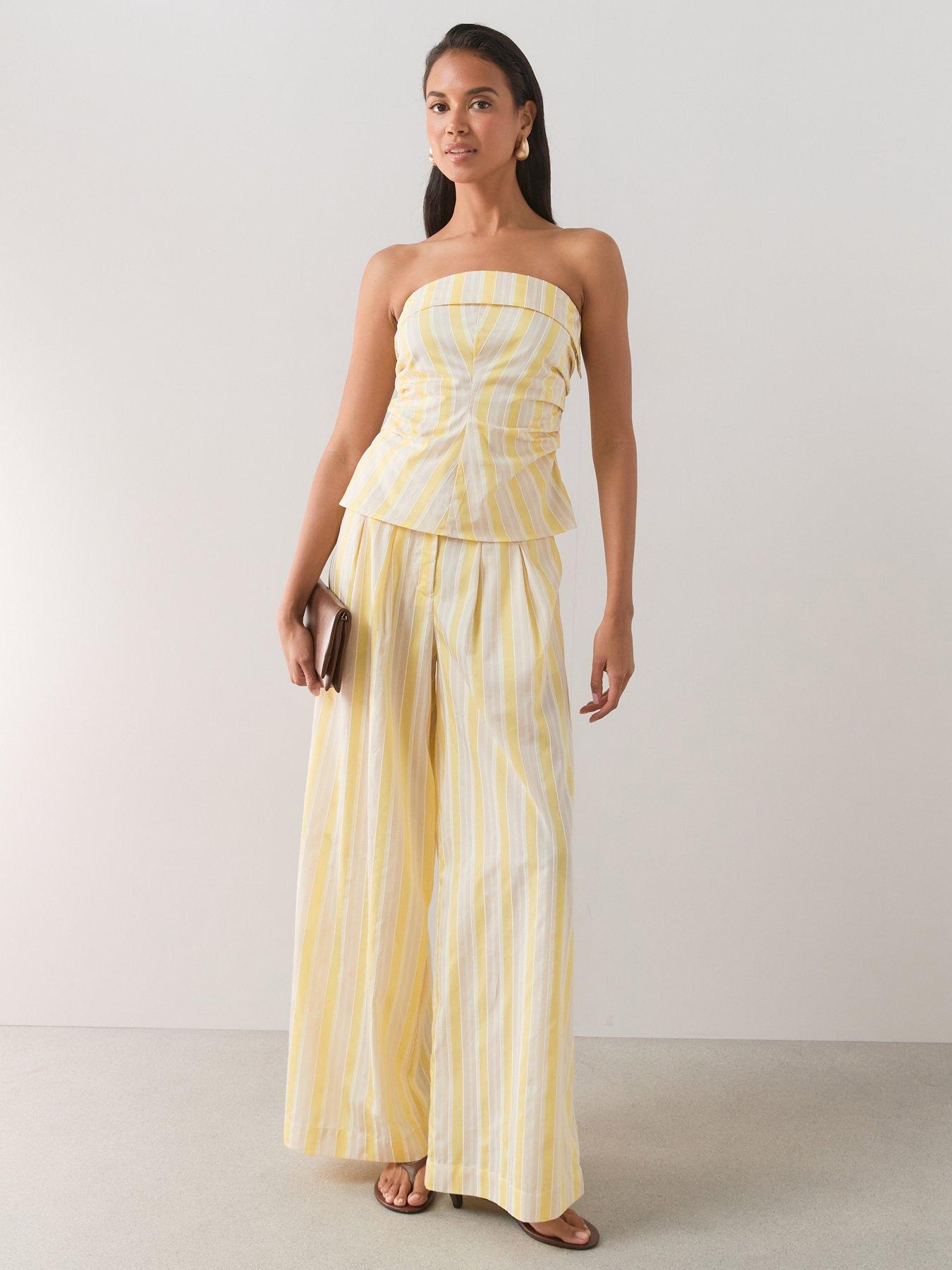 The Very Collection Striped Wide Leg Tailored Trousers Co-Ord - Yellow