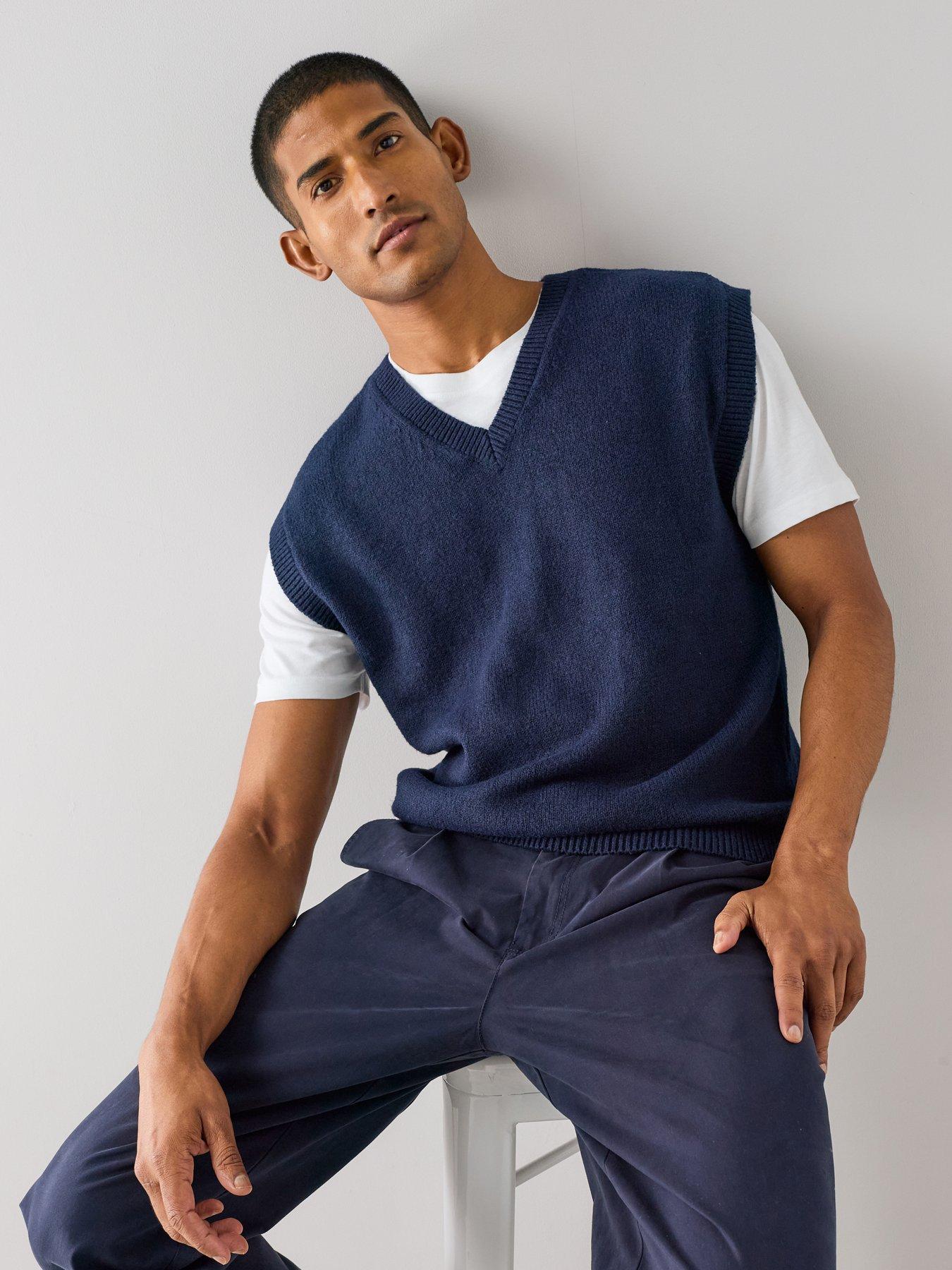 The Very Collection Brushed Knitted Vest - Navy
