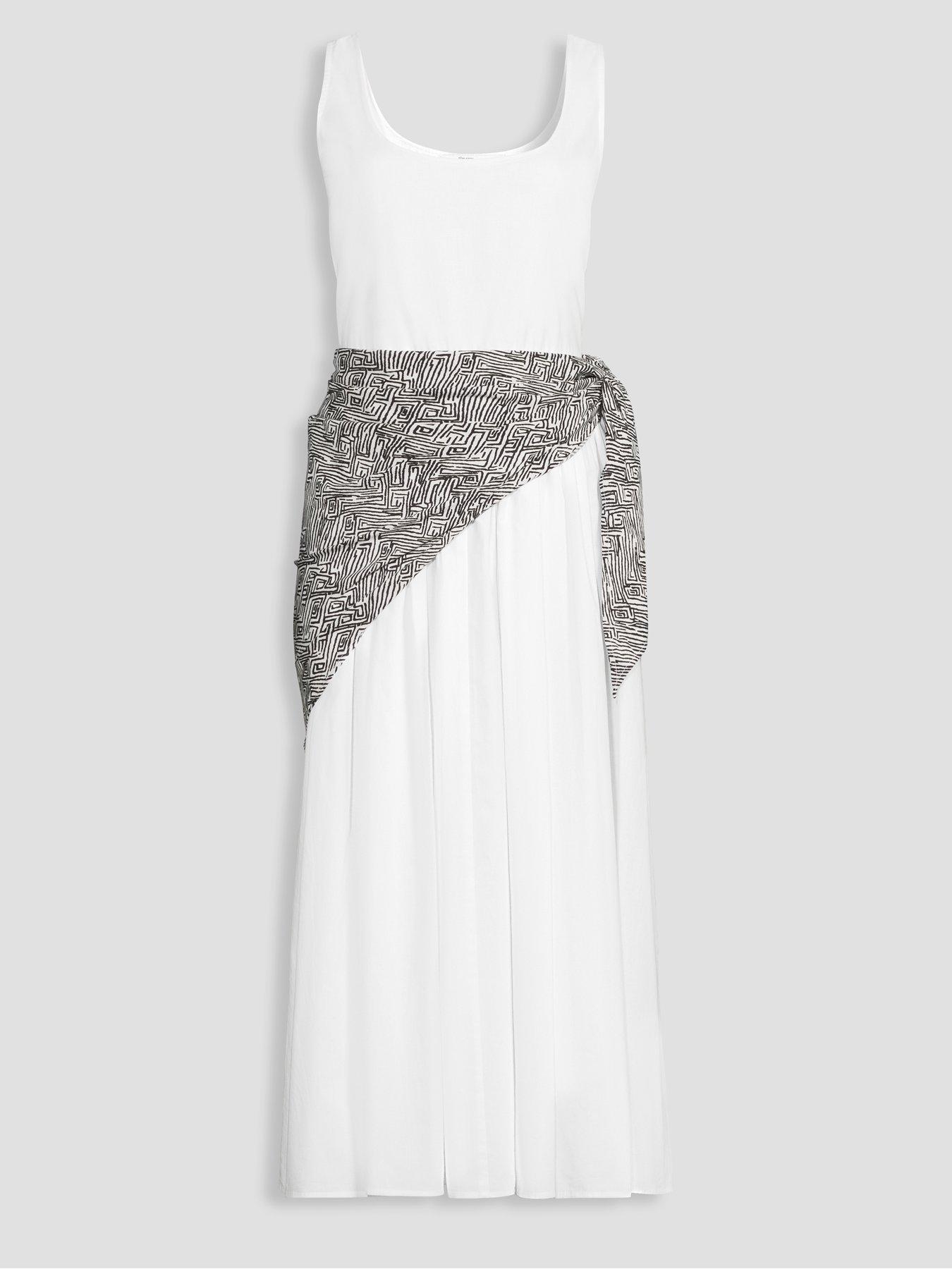 Image 7 of 7 of The Very Collection Detachable Scarf Strappy Midi Dress - White