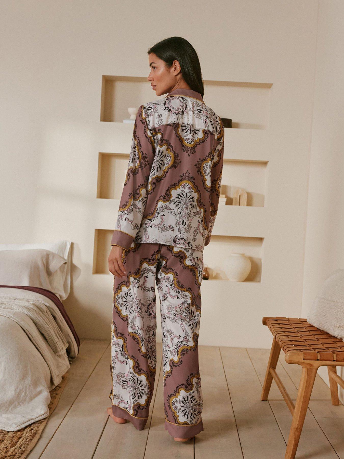 Image 2 of 7 of B By Ted Baker Scarf Print Through Pyjama Set - Mink - Brown