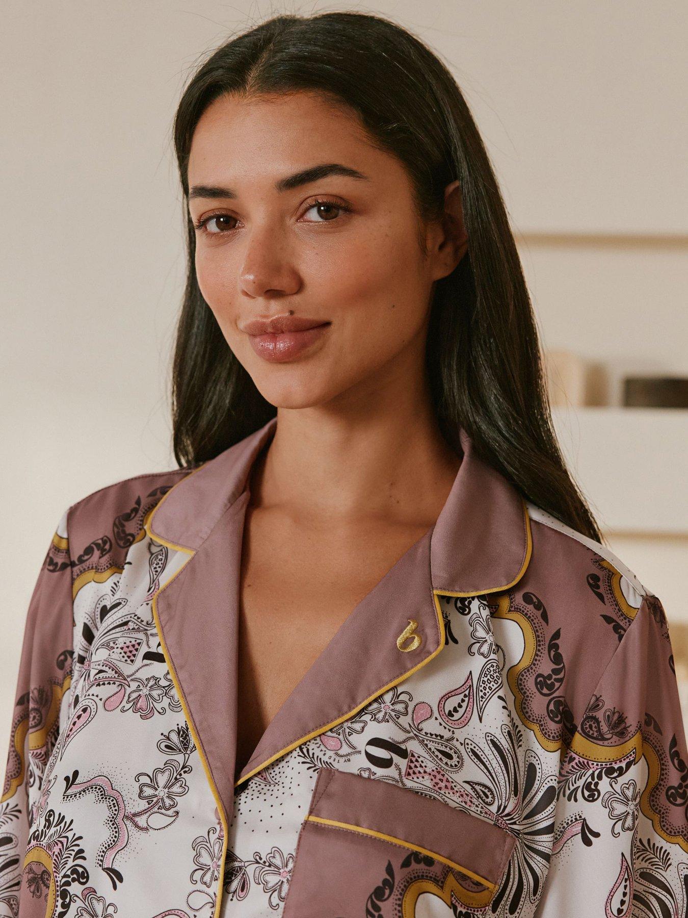 Image 3 of 7 of B By Ted Baker Scarf Print Through Pyjama Set - Mink - Brown