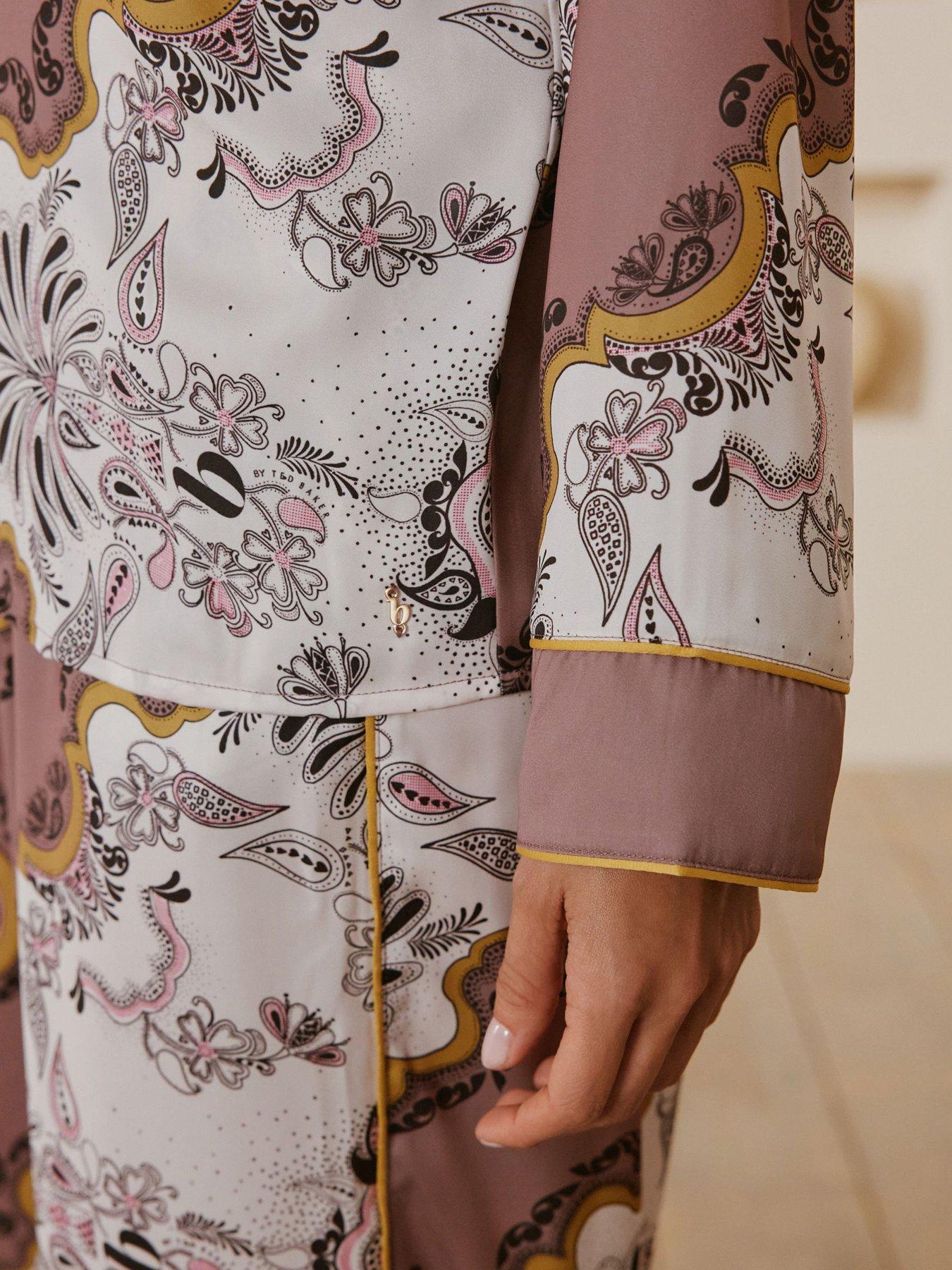Image 4 of 7 of B By Ted Baker Scarf Print Through Pyjama Set - Mink - Brown