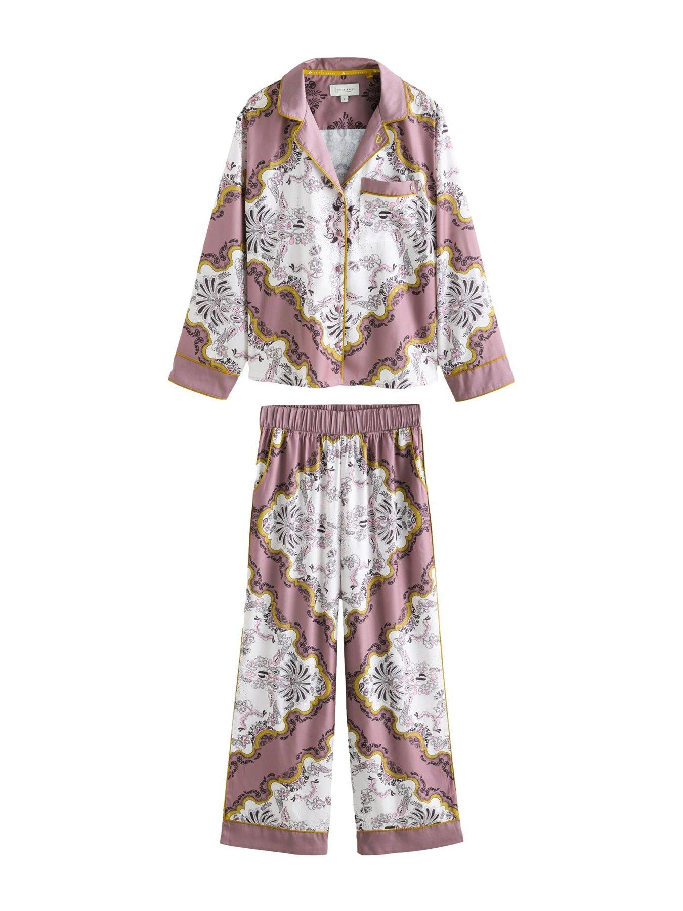 Image 5 of 7 of B By Ted Baker Scarf Print Through Pyjama Set - Mink - Brown