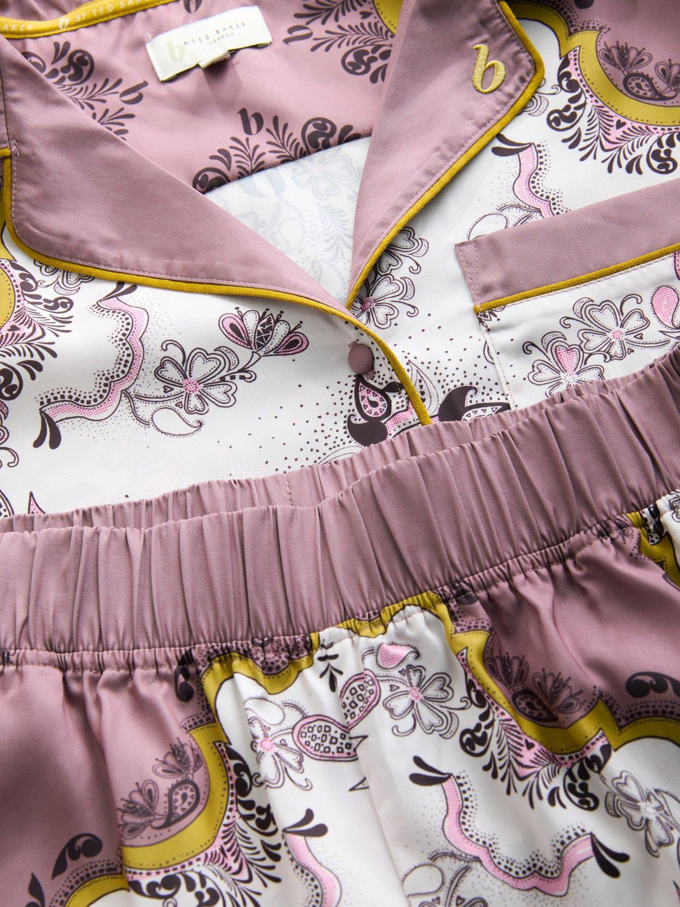 Image 6 of 7 of B By Ted Baker Scarf Print Through Pyjama Set - Mink - Brown