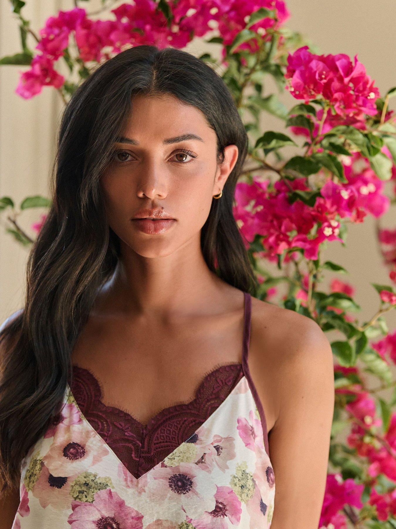 Image 4 of 7 of B By Ted Baker Satin Floral Print Trouser Cami Pj Set - Multi