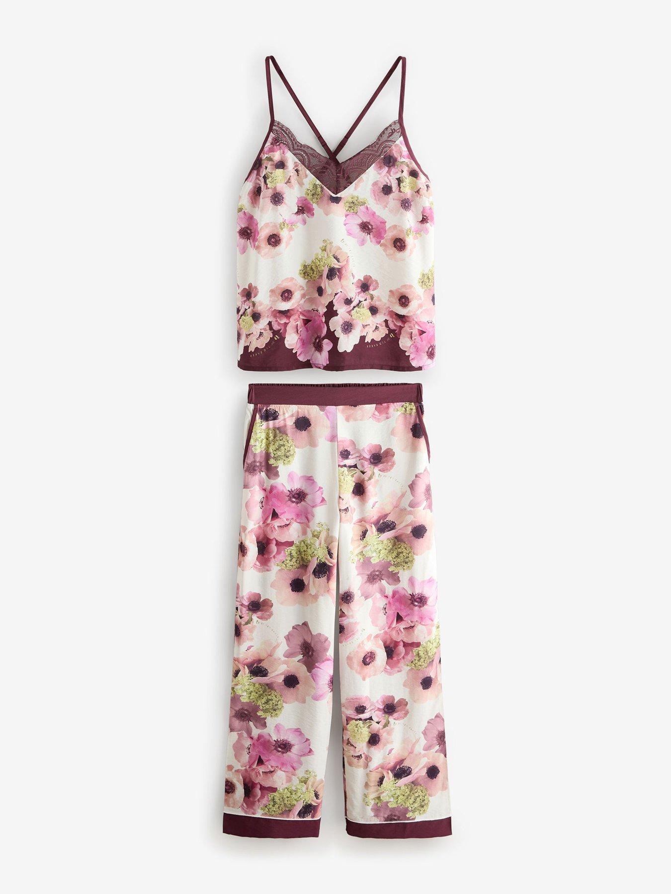 Image 5 of 7 of B By Ted Baker Satin Floral Print Trouser Cami Pj Set - Multi