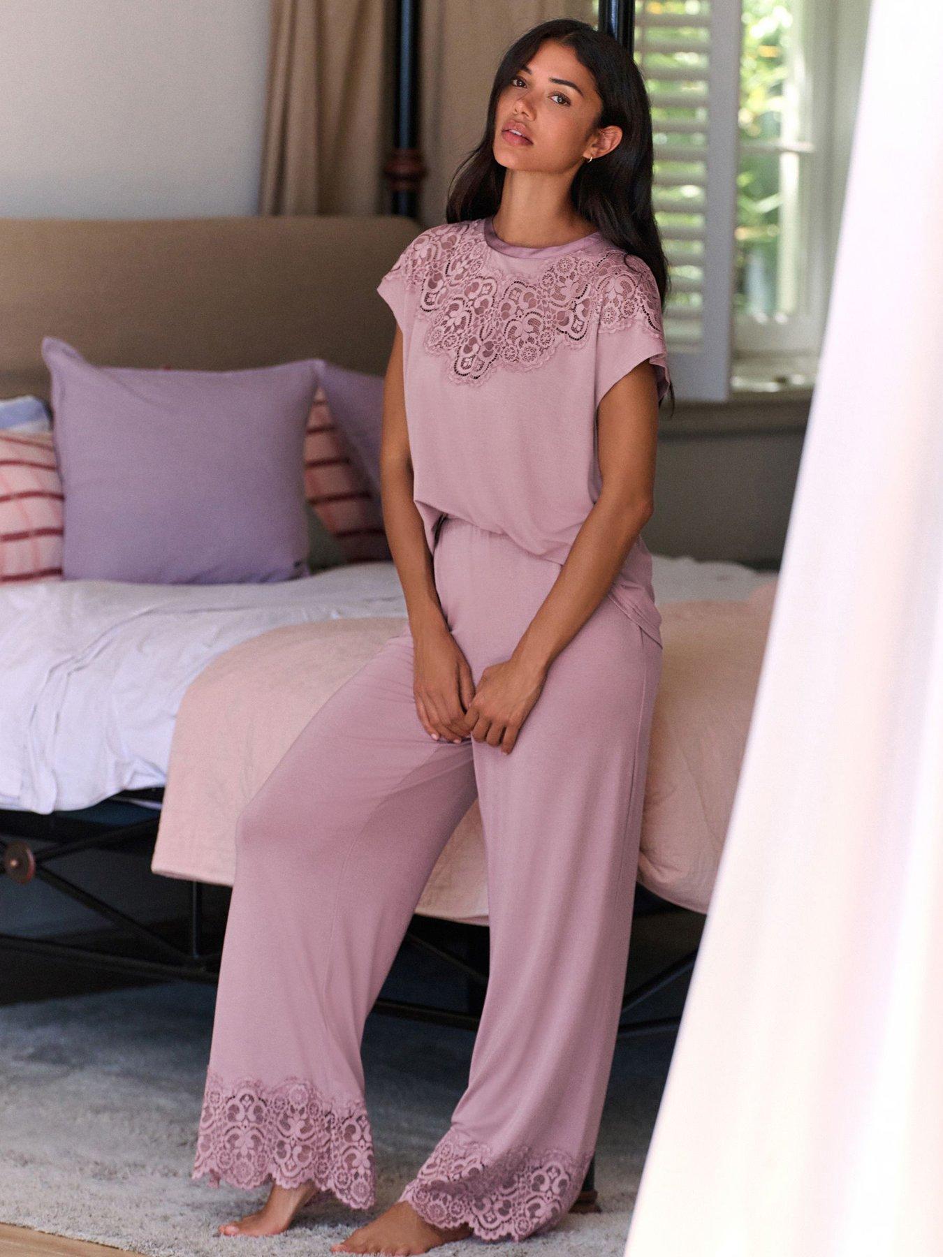 B By Ted Baker Modal Lace Trim Pyjama Set - Mink
