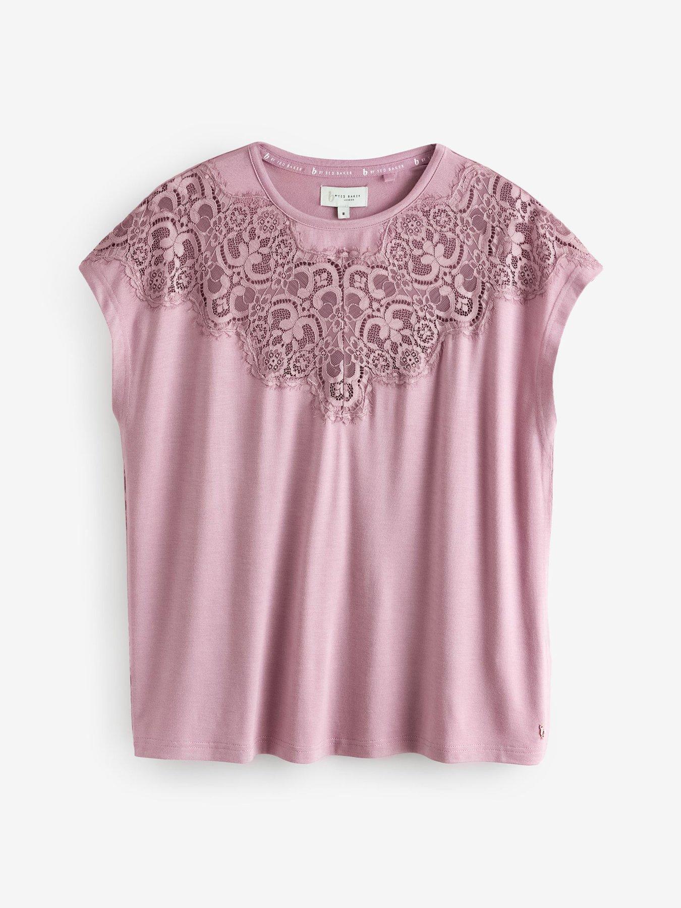  image of b-by-ted-baker-modal-lace-trim-pyjama-set-mink