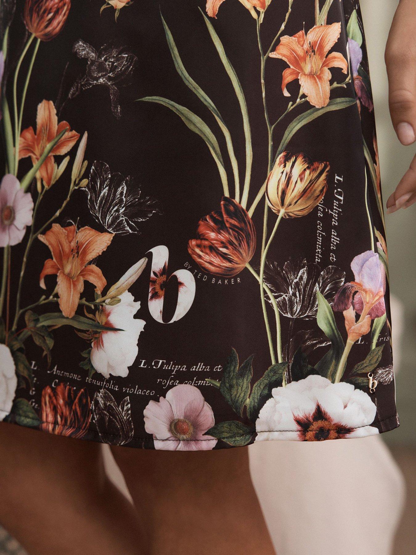 Image 5 of 5 of B By Ted Baker Floral Cami Slip Dress - Brown