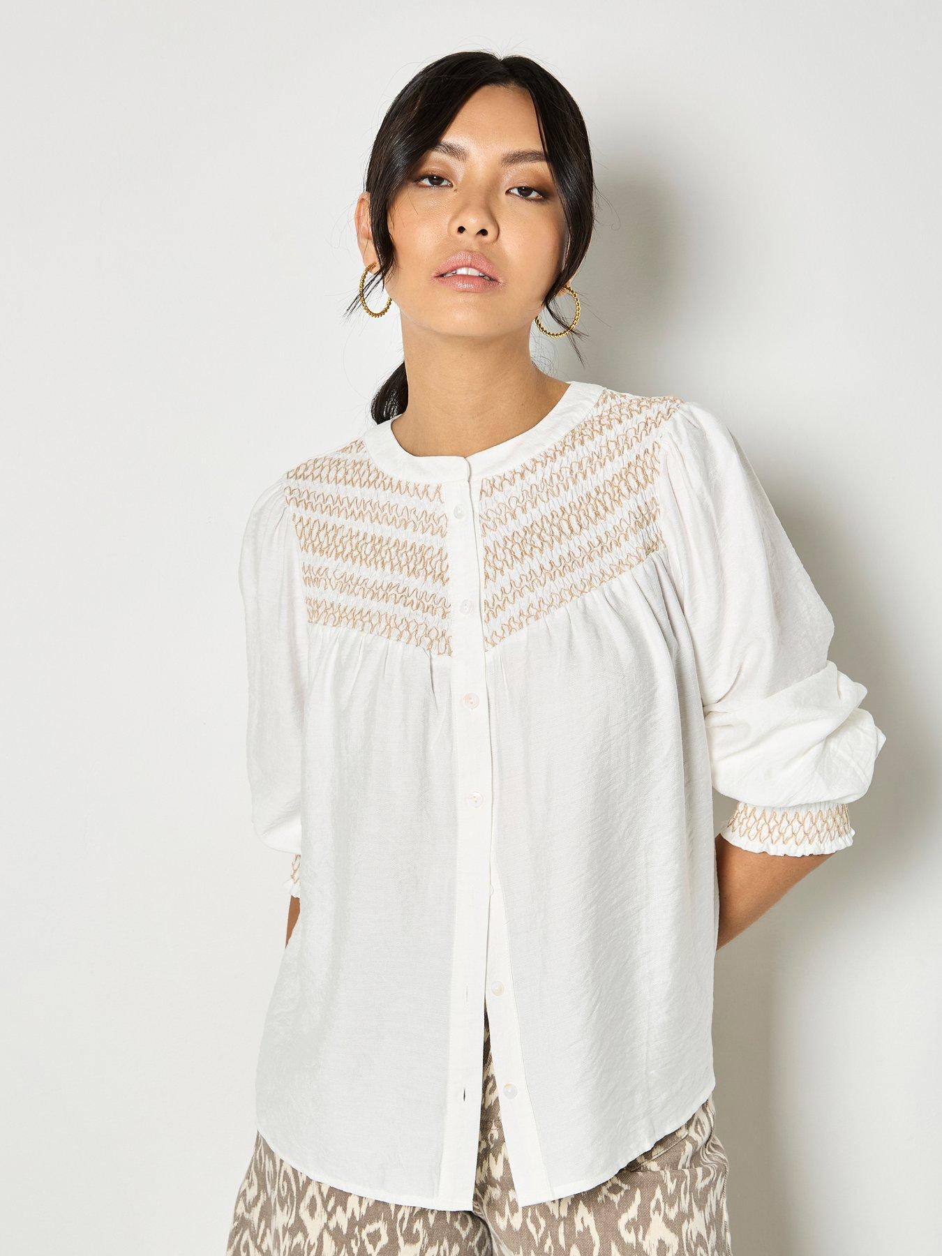 apricot-wavy-embroidered-smocked-blouse