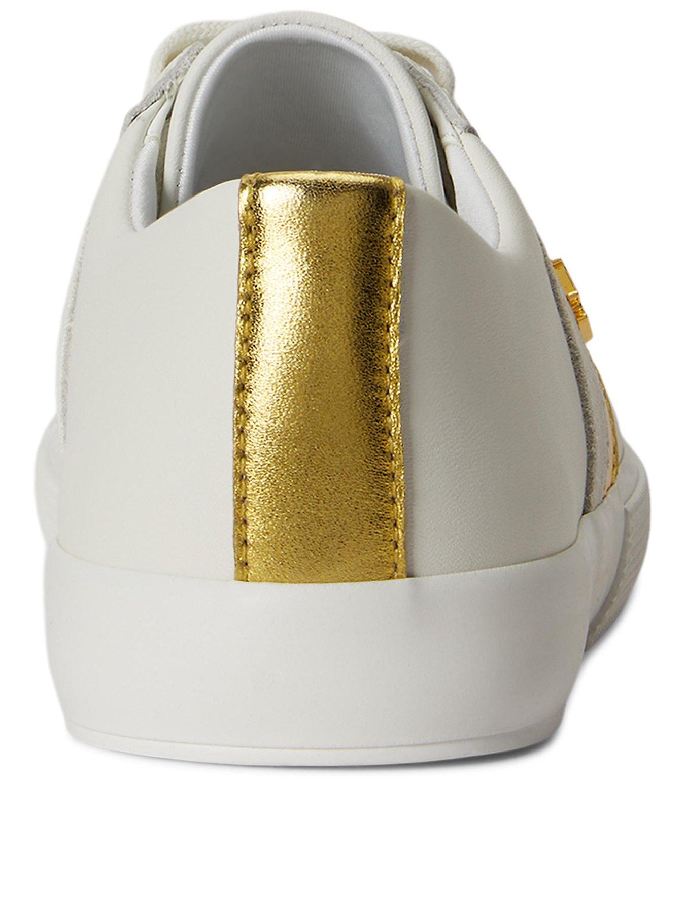 Image 3 of 4 of Lauren by Ralph Lauren Janson II Low Top Lace Trainers - White