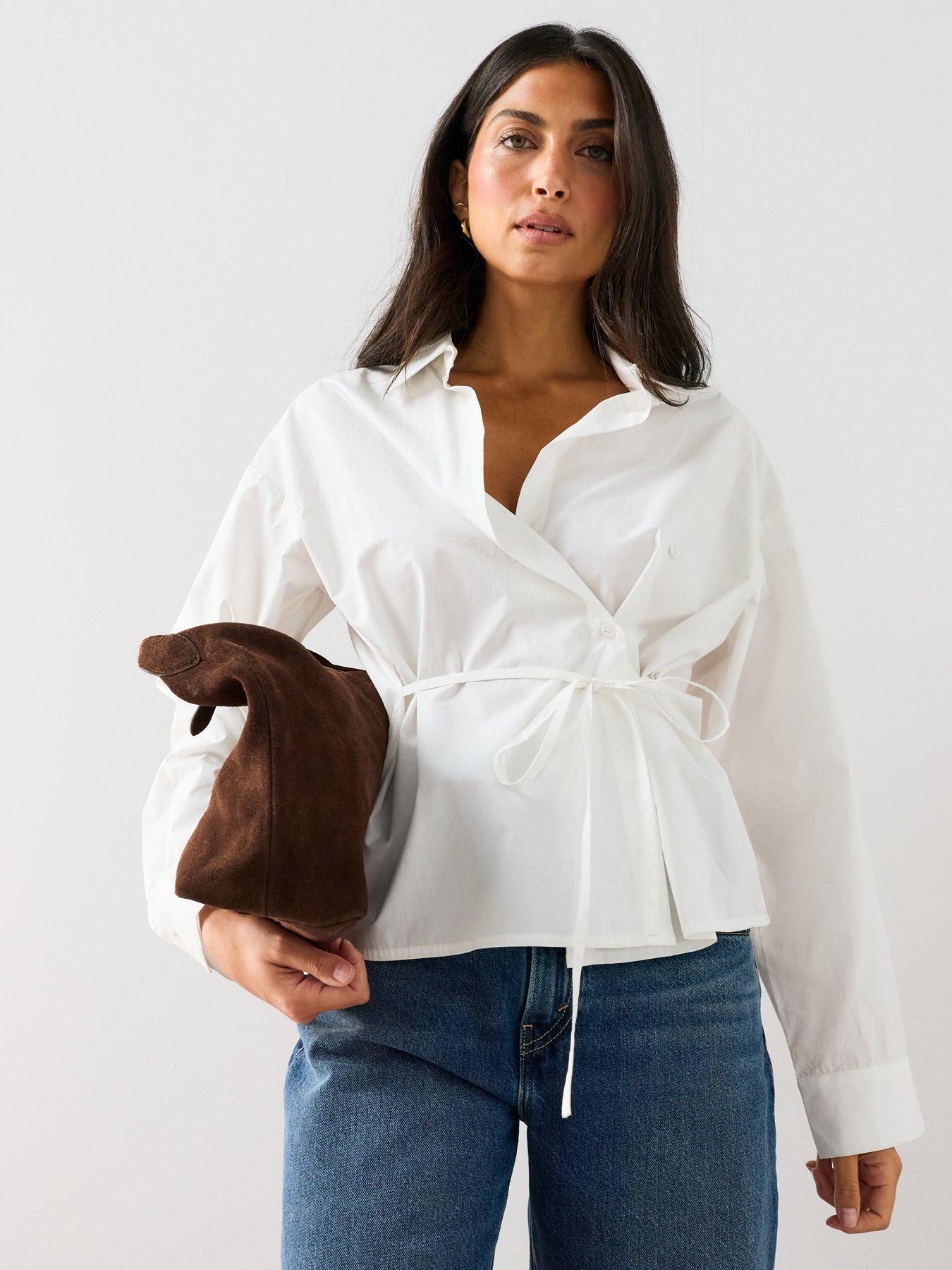 The Very Collection Cotton Poplin Wrap Tie Shirt