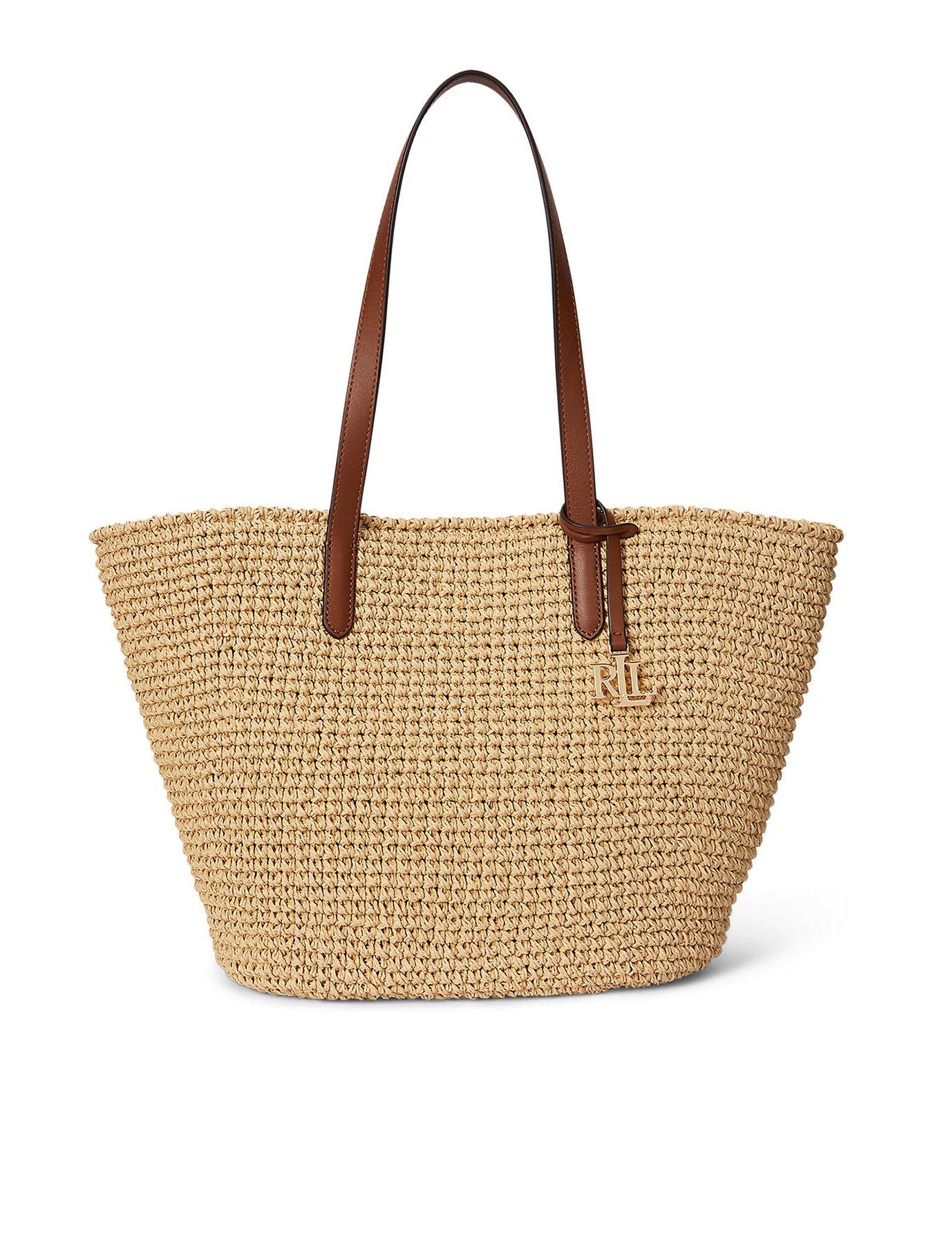Lauren by Ralph Lauren Crocheted Straw Large Lainey Tote Bag - Natural/Lauren Tan