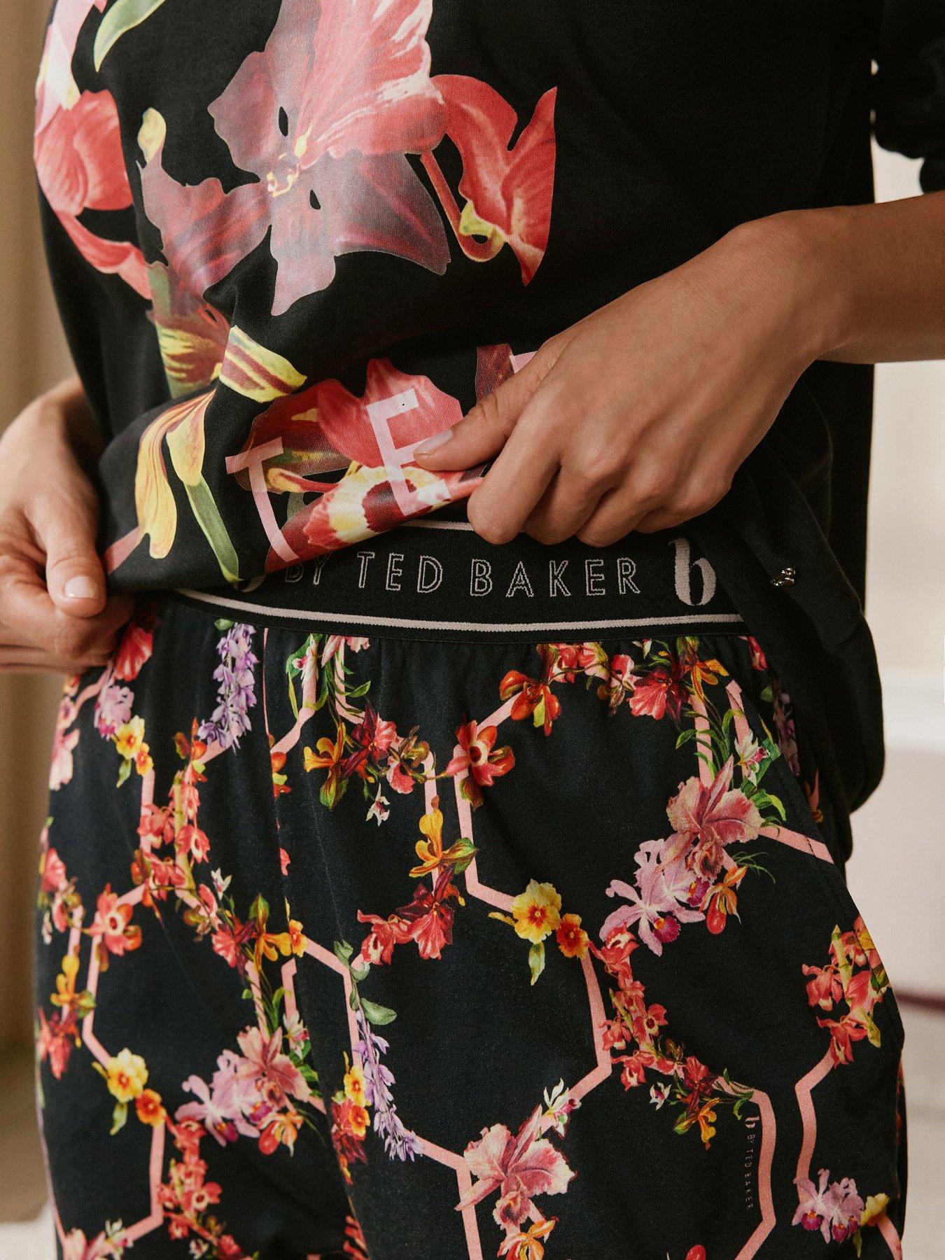 Image 4 of 7 of B By Ted Baker Floral Pyjama Set - Black
