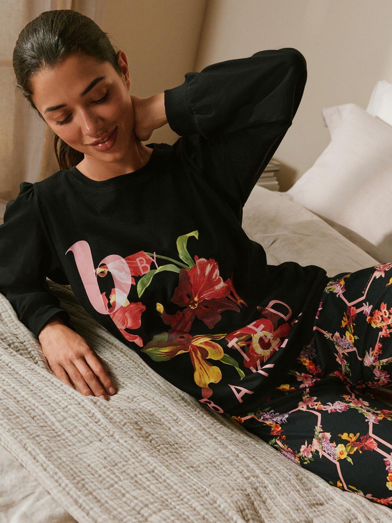 Image 5 of 7 of B By Ted Baker Floral Pyjama Set - Black