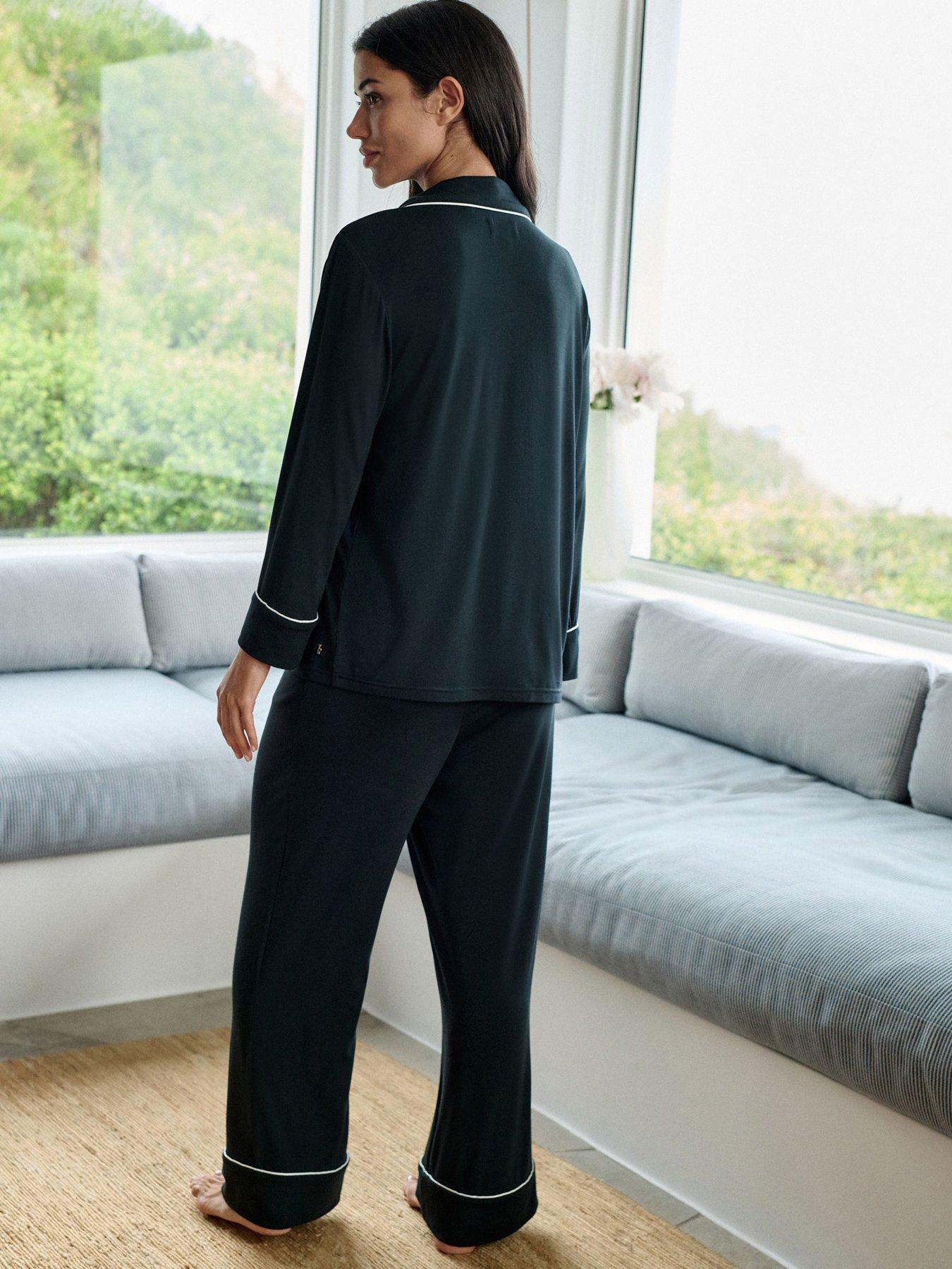 Image 2 of 7 of B By Ted Baker Modal Button Through Pyjama Set - Black