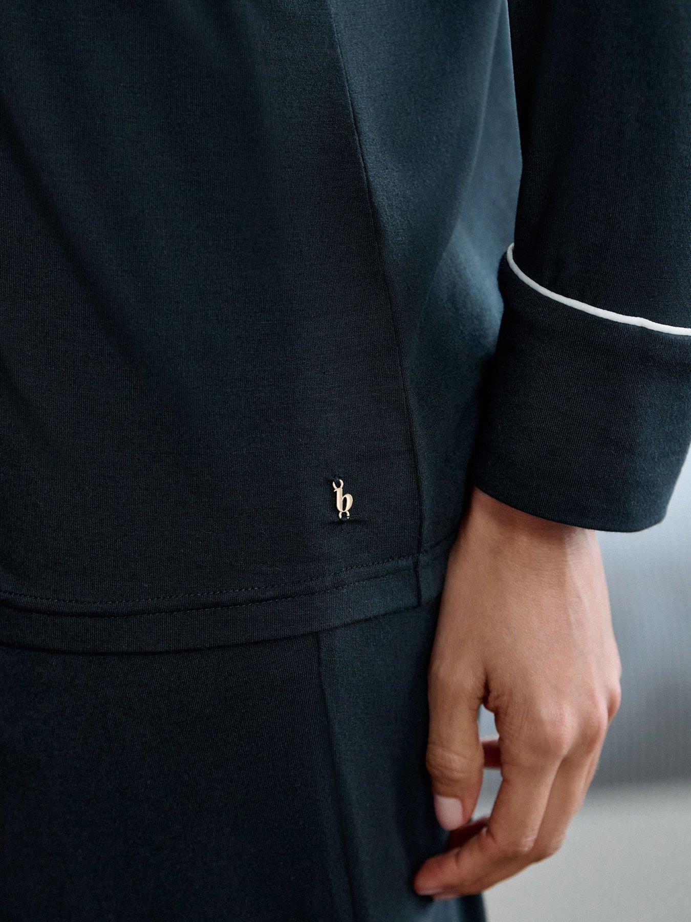 Image 4 of 7 of B By Ted Baker Modal Button Through Pyjama Set - Black