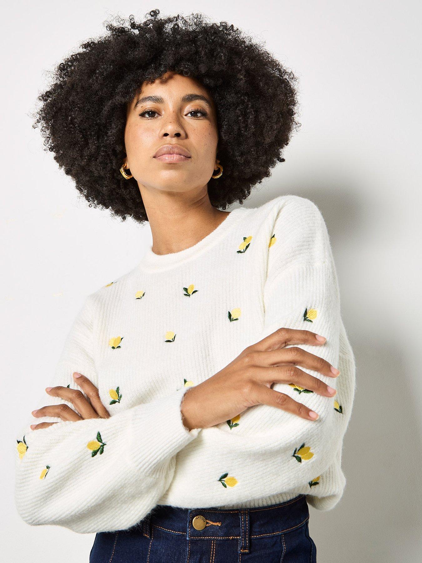 Apricot Embroidered Lemon Jumper