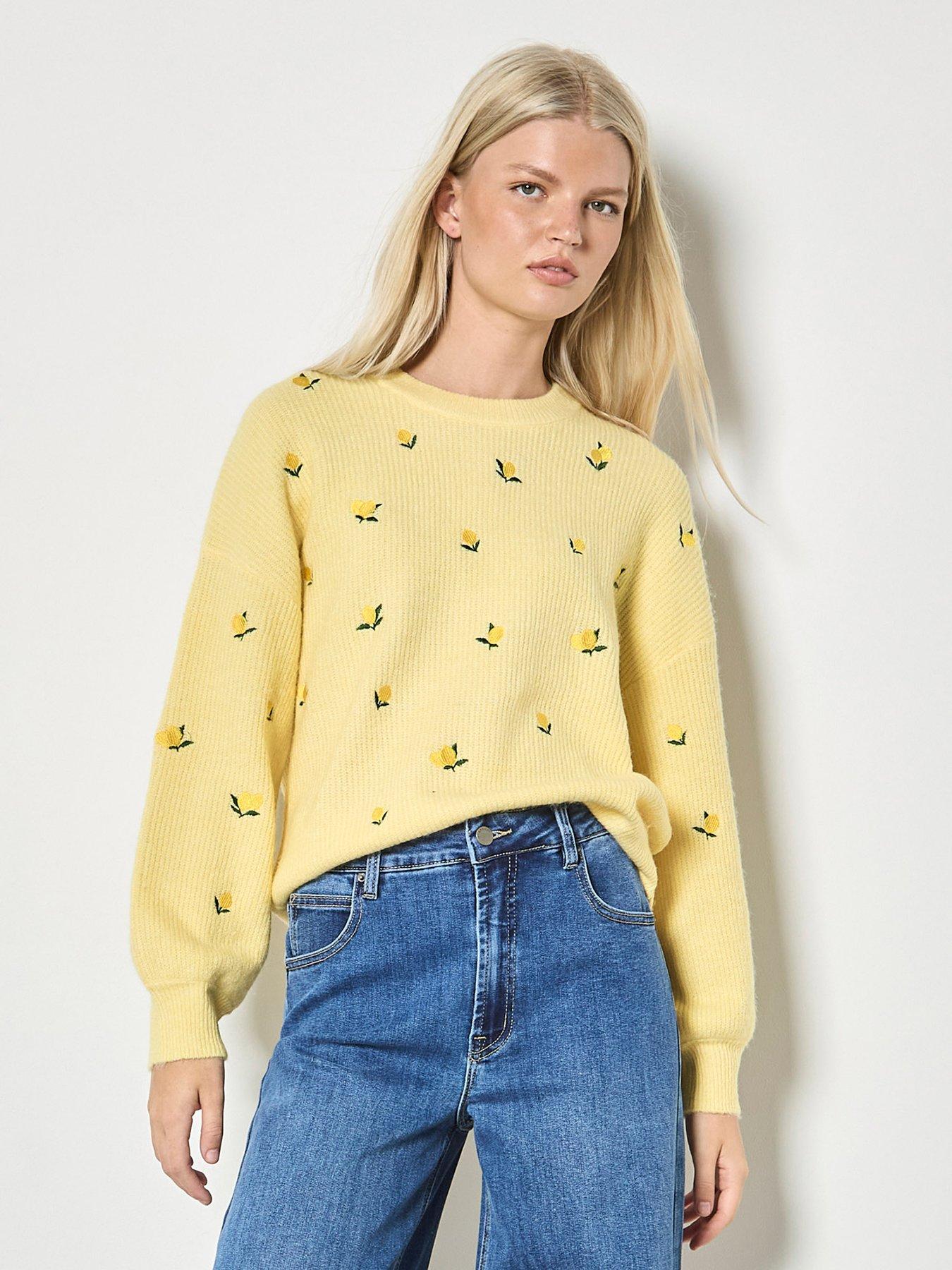  image of apricot-embroidered-lemon-jumper