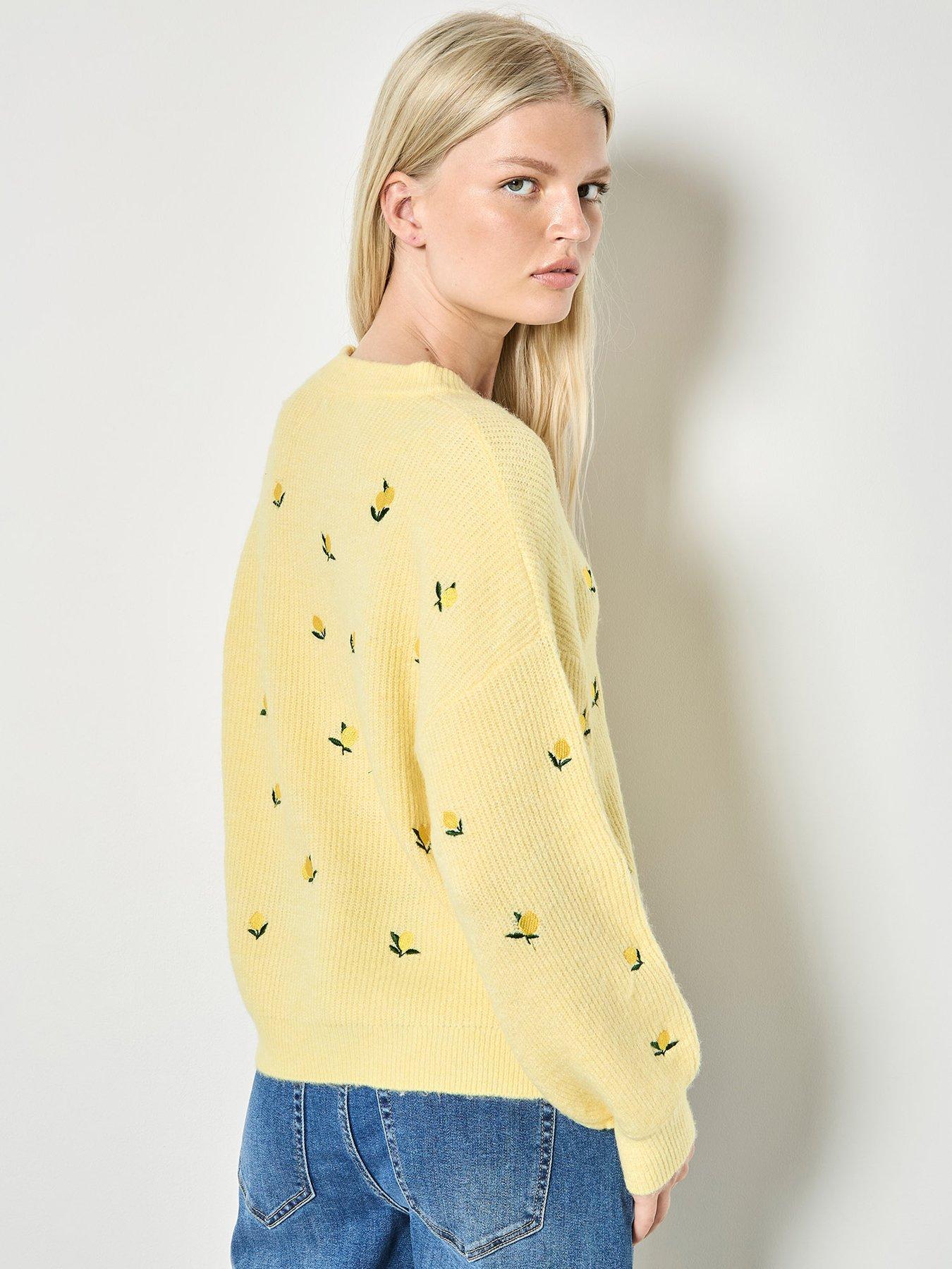  image of apricot-embroidered-lemon-jumper