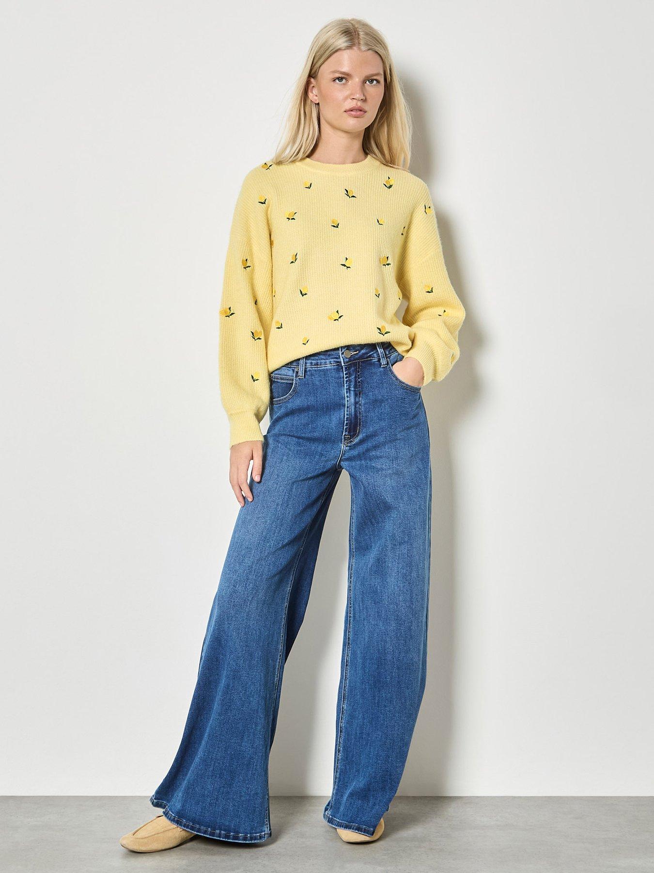 image of apricot-embroidered-lemon-jumper