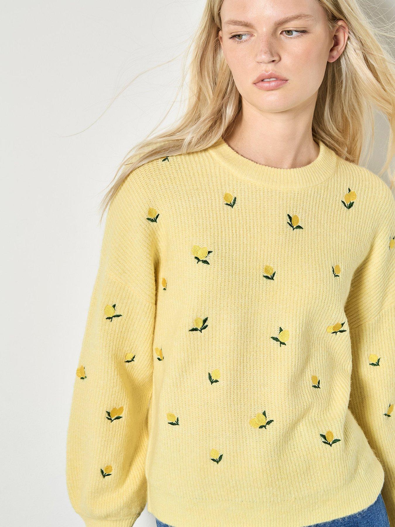 image of apricot-embroidered-lemon-jumper