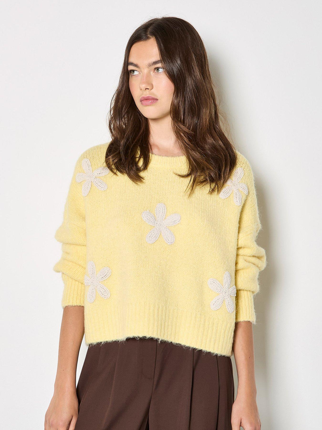 Apricot Daisy Applique Chunky Knit Jumper