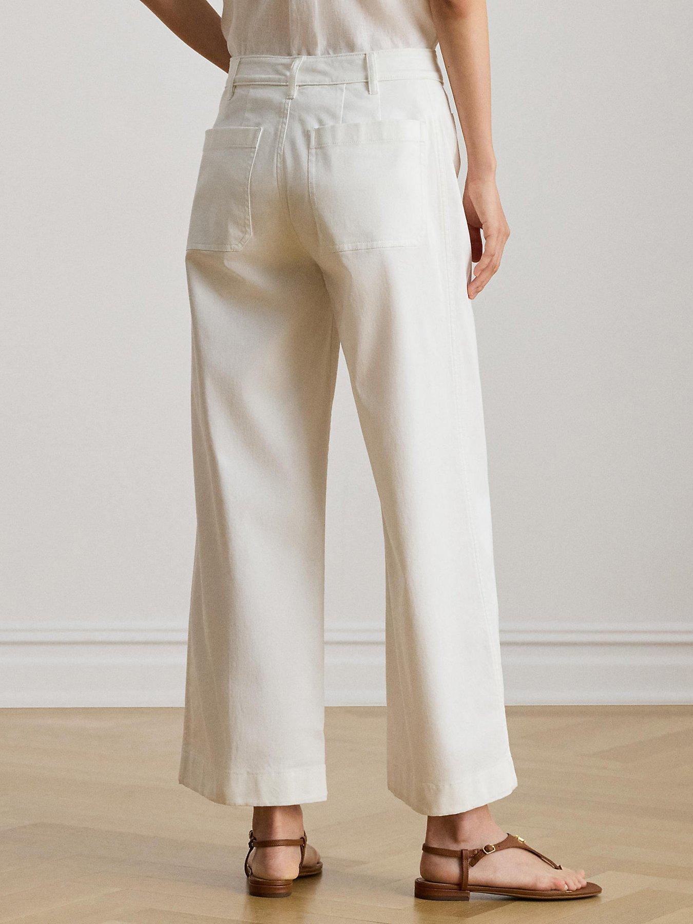 Image 2 of 4 of Lauren by Ralph Lauren Yurshane Cropped Flat Front Pant - White
