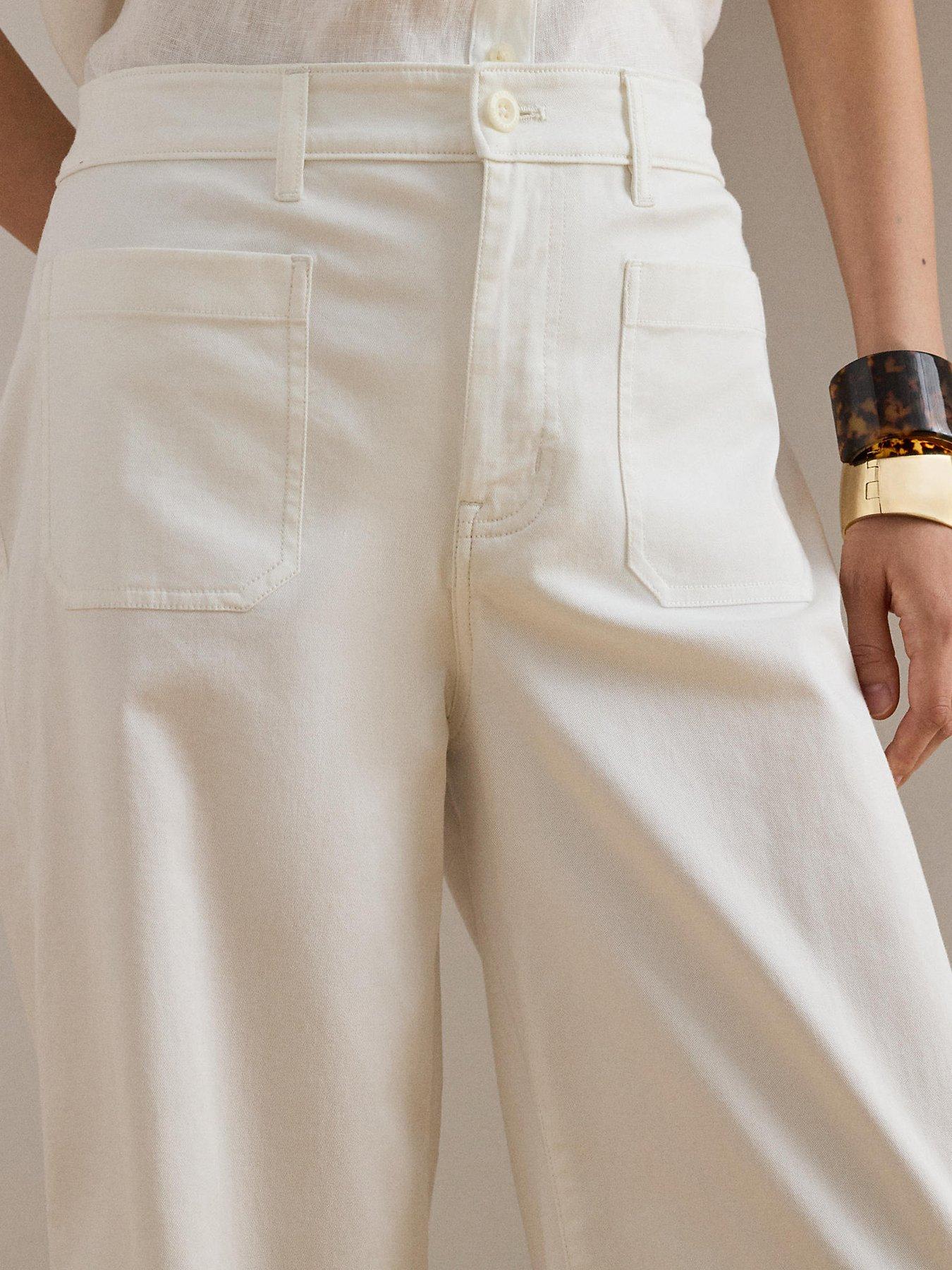 Image 4 of 4 of Lauren by Ralph Lauren Yurshane Cropped Flat Front Pant - White