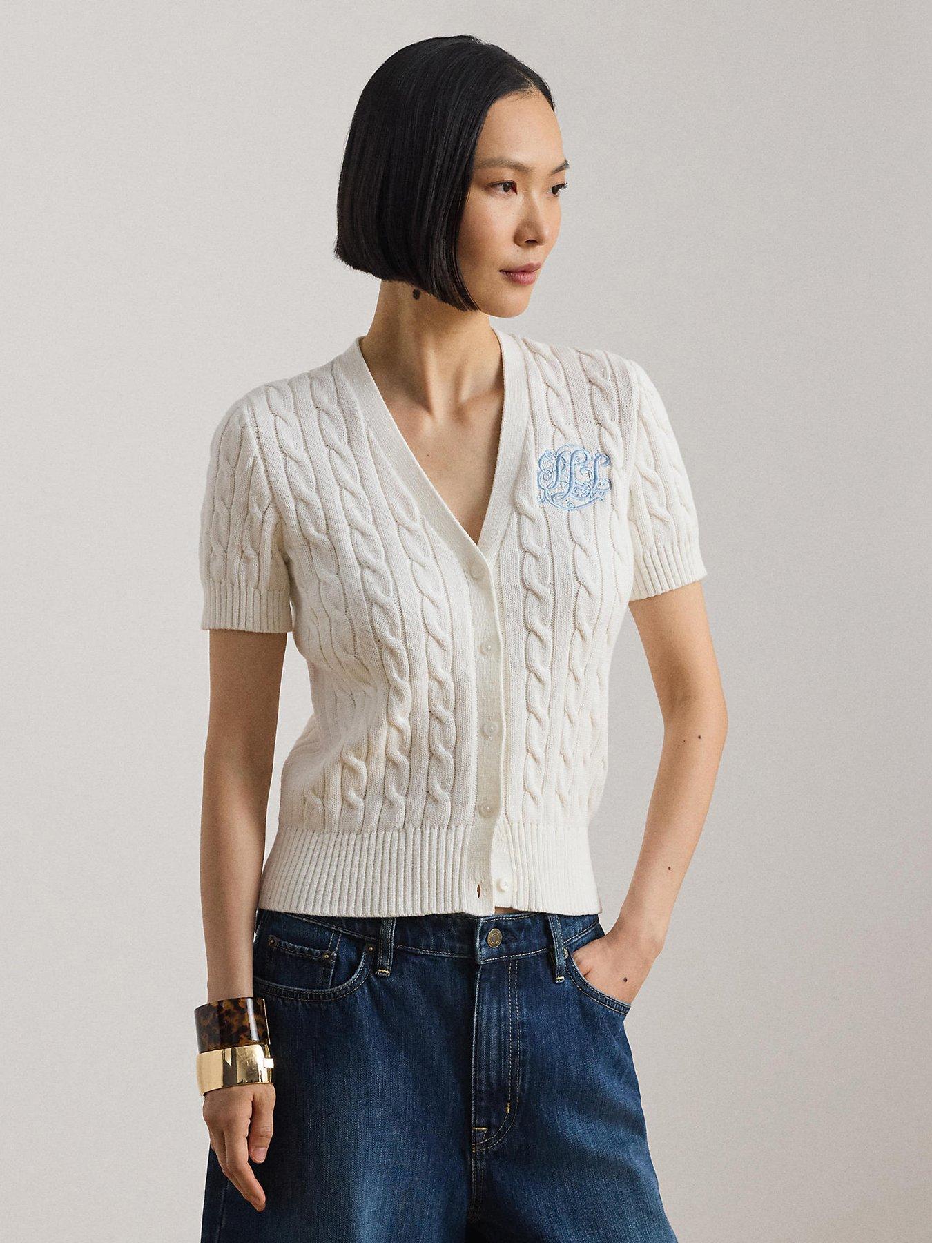 Image 1 of 3 of Lauren by Ralph Lauren Sweater Cardigan - White