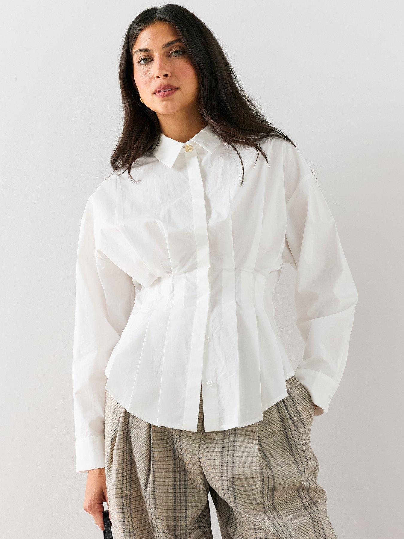 The Very Collection Pleated Gold Hardware Poplin Shirt